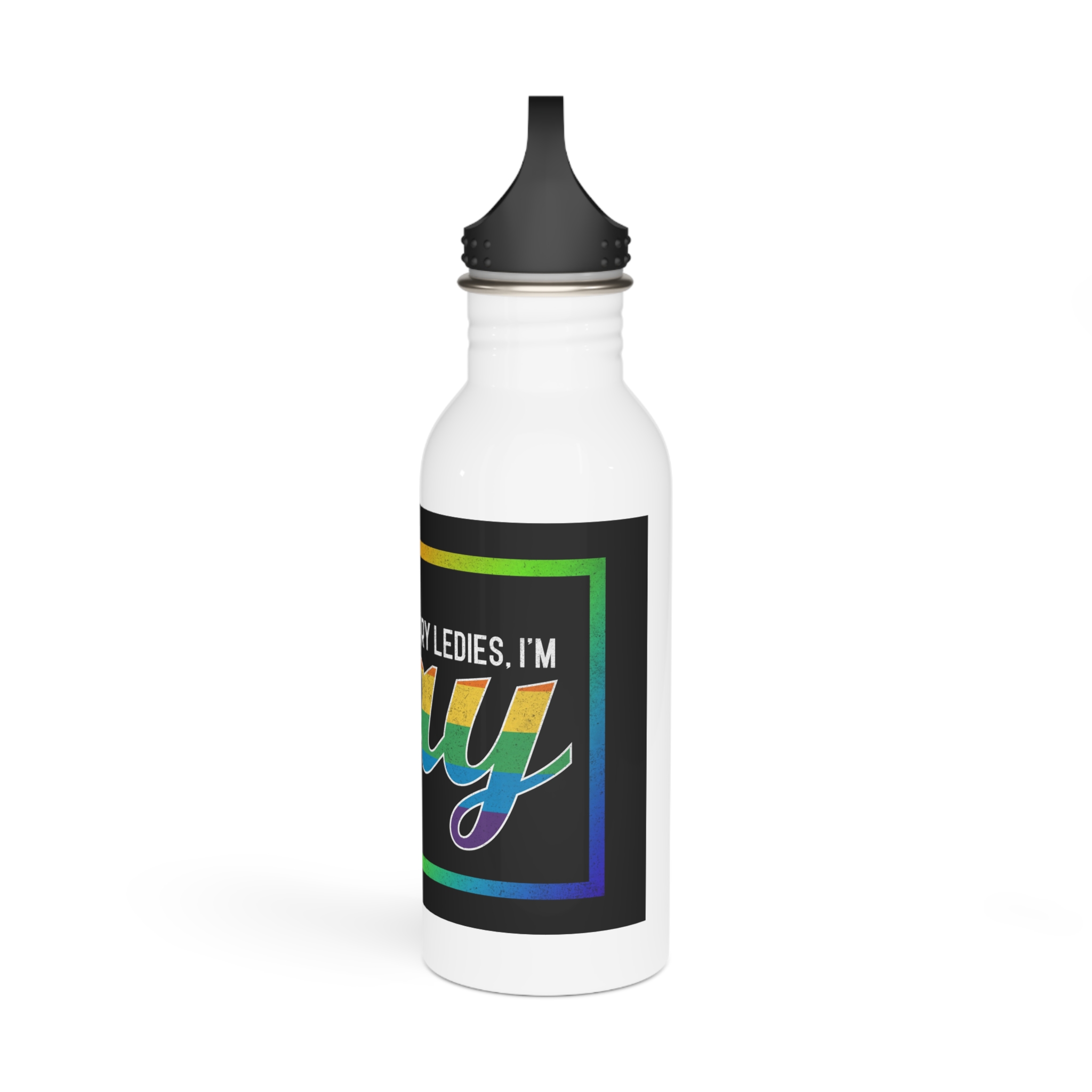 Pride Gay Rainbow Typography Vector Premium T Shirt(3) Stainless Steel Water Bottle - Image 4