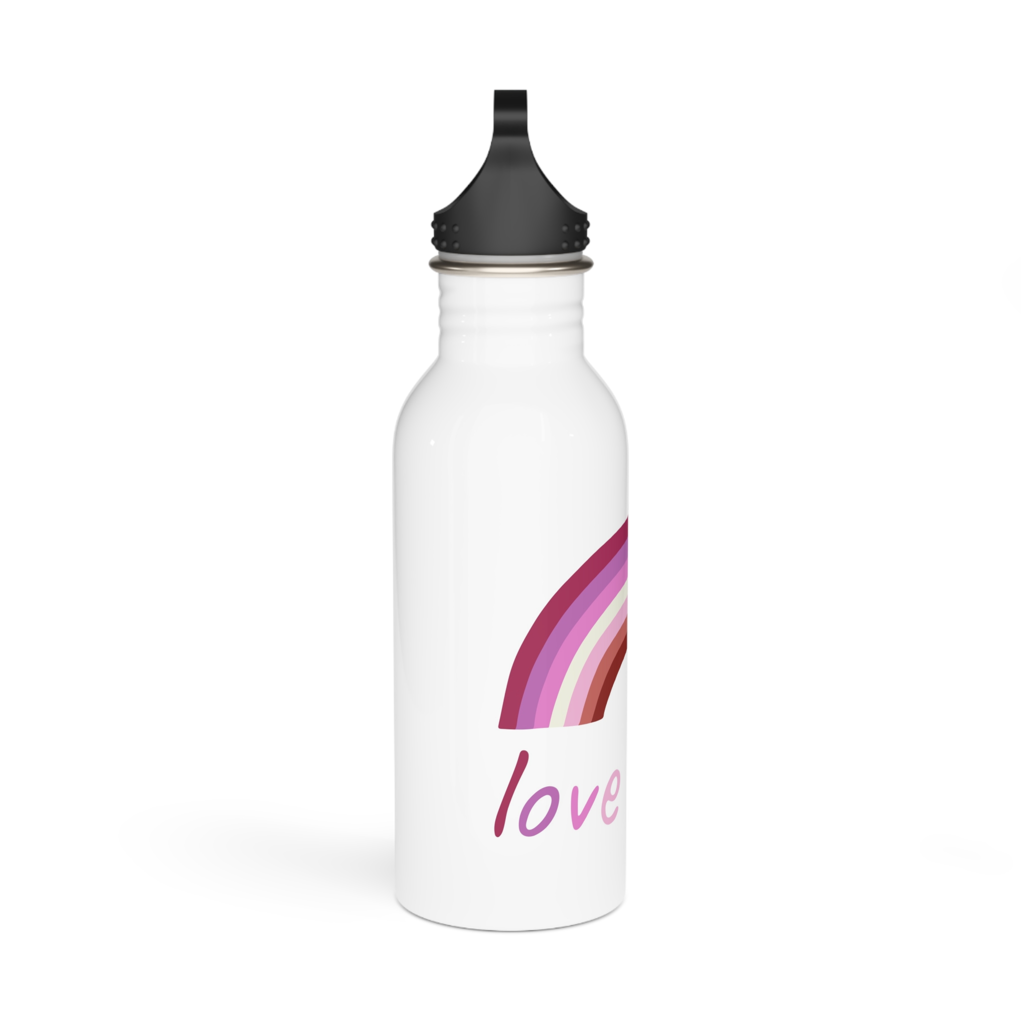 Colorful Rainbow Shape Lesbian Pride Flag Happy Pride Day Lgbtqia Community Pride Month Vector Hand Stainless Steel Water Bottle - Image 2