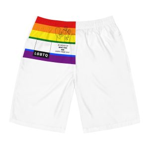 Lgbtq Pride Month Celebration Banner Poster Card Design Vector Illustration Mens Board Shorts Aop
