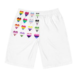 Set Colorful Lgbtq Pride Flag Heart Shape Gender Equality Sexual Identity Pride Flags Collection Lgbtqia Community Pride Month (1) Mens Board Shorts Aop