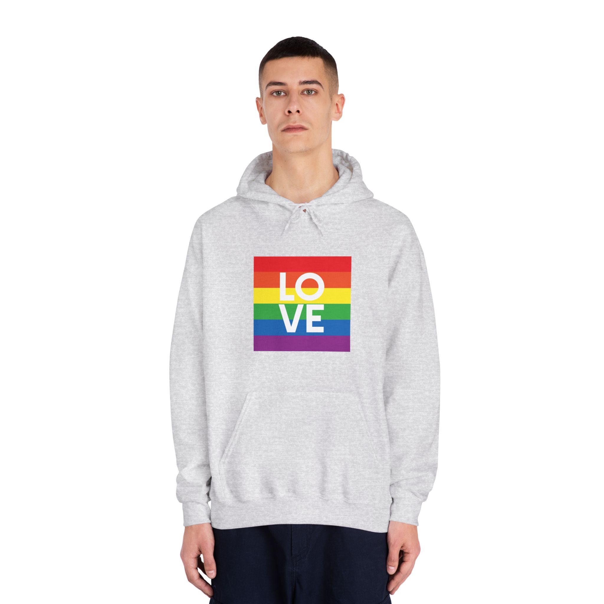 Love Lgbt Squere White Unisex Dryblend Hooded Sweatshirt - Image 7