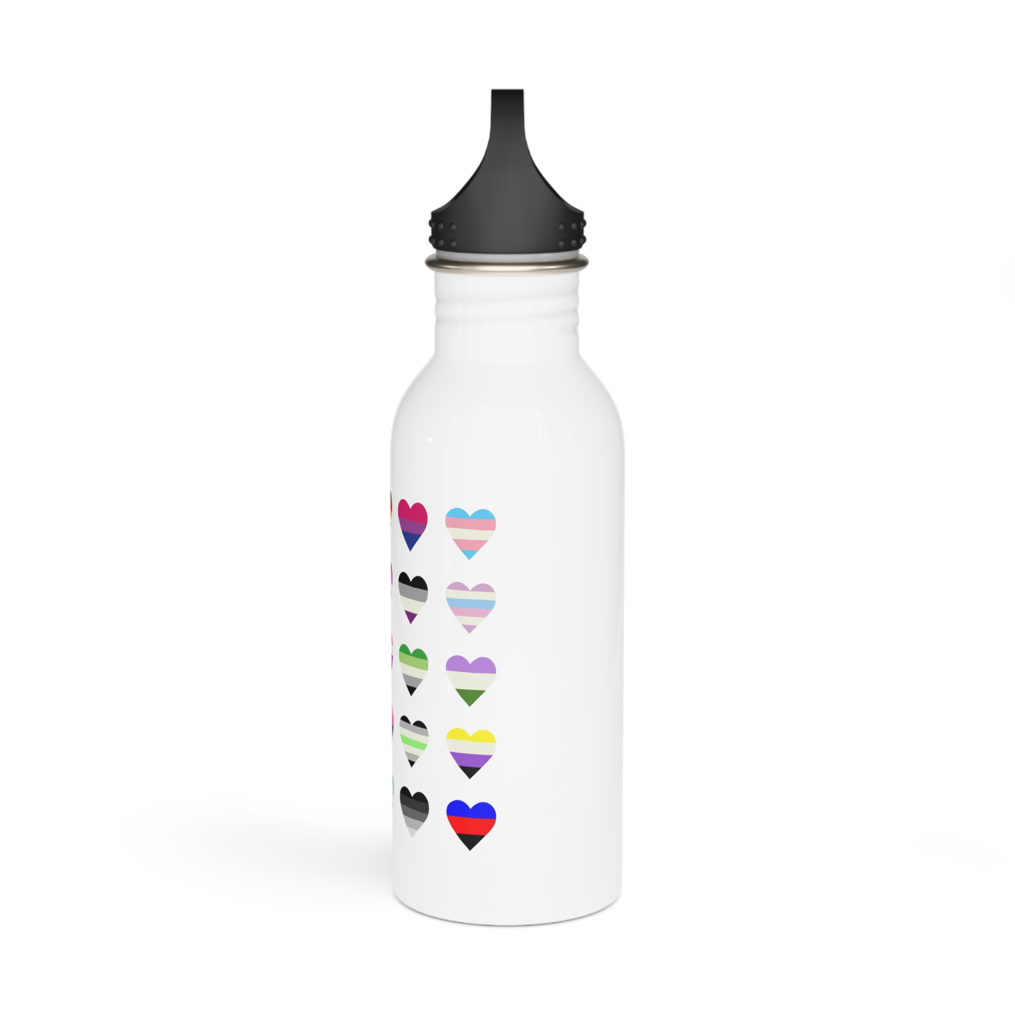 Set Colorful Lgbtq Pride Flag Heart Shape Gender Equality Sexual Identity Pride Flags Collection Lgbtqia Community Pride Month Stainless Steel Water Bottle - Image 4
