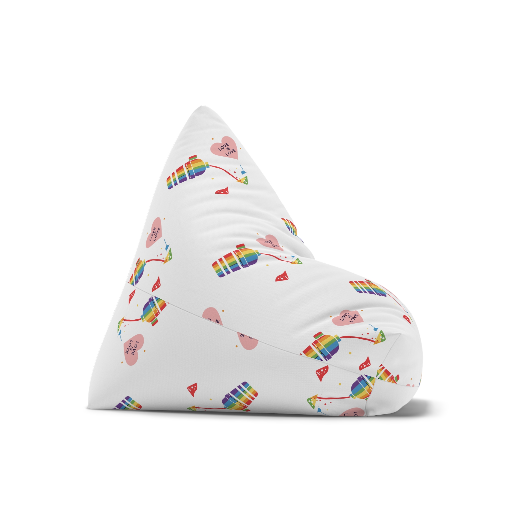 Rainbow Cocktail Shaker Pouring Drink With Heart Love Is Love Illustration Vector Bean Bag Chair Cover - Image 7