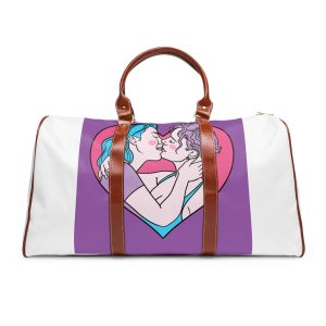Hand Drawn Affectionate Lesbian Kiss Waterproof Travel Bag