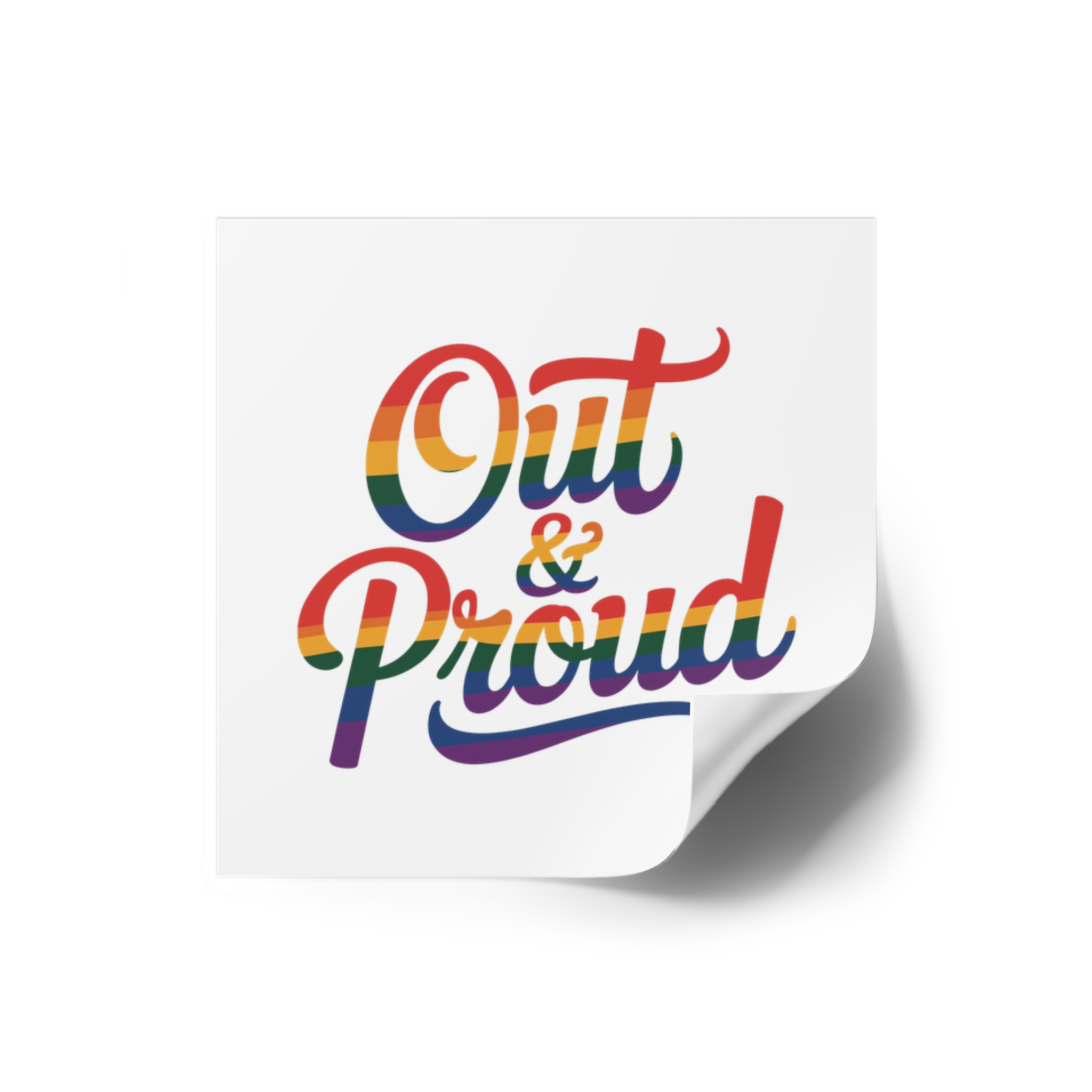 Out Proud T Shirt Design Isolated White Background Laminate Stickers Square - Image 10