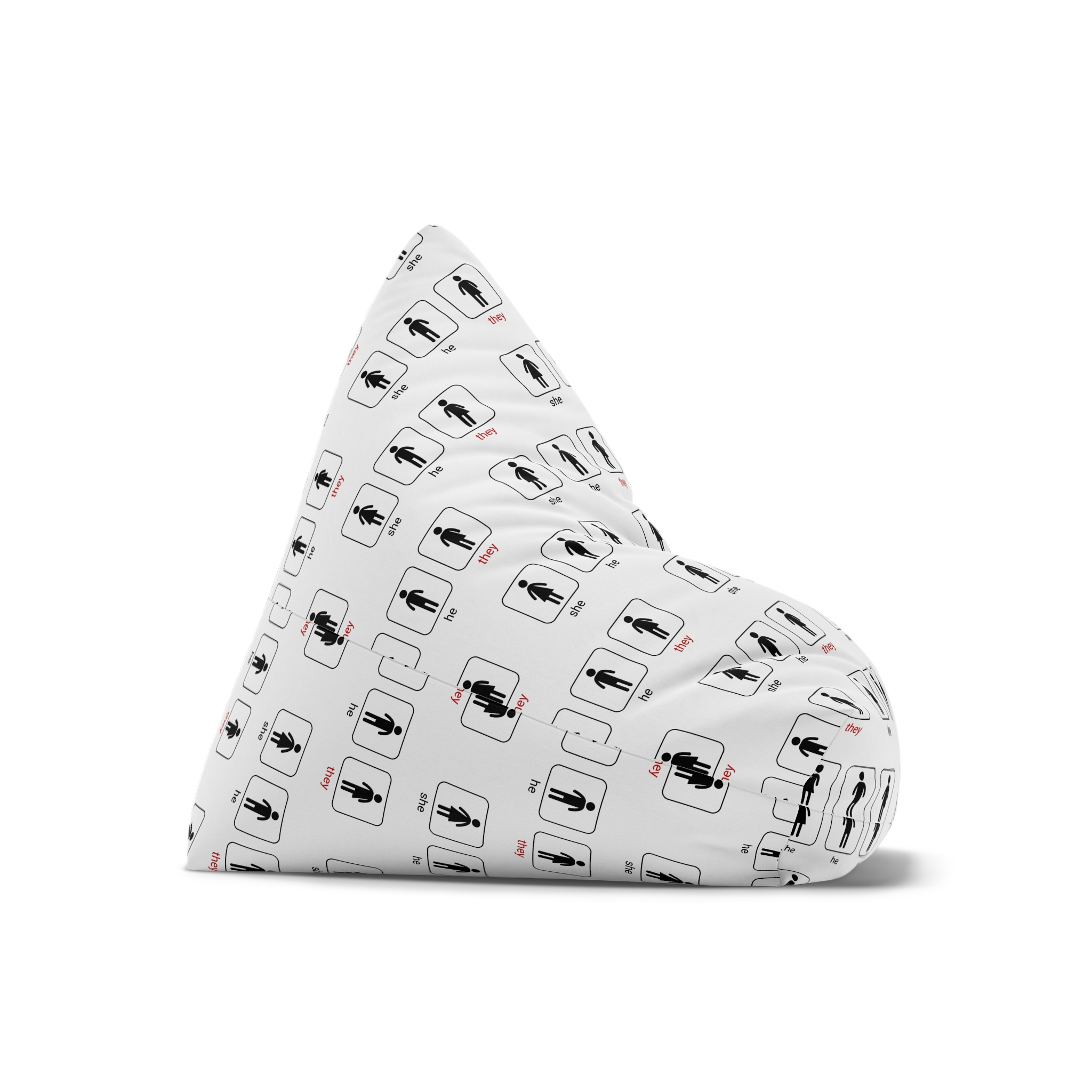 Gender Neutral Toilet Sign Concept Set Word They Written With Red Marker Male Female Unisex Bean Bag Chair Cover - Image 7