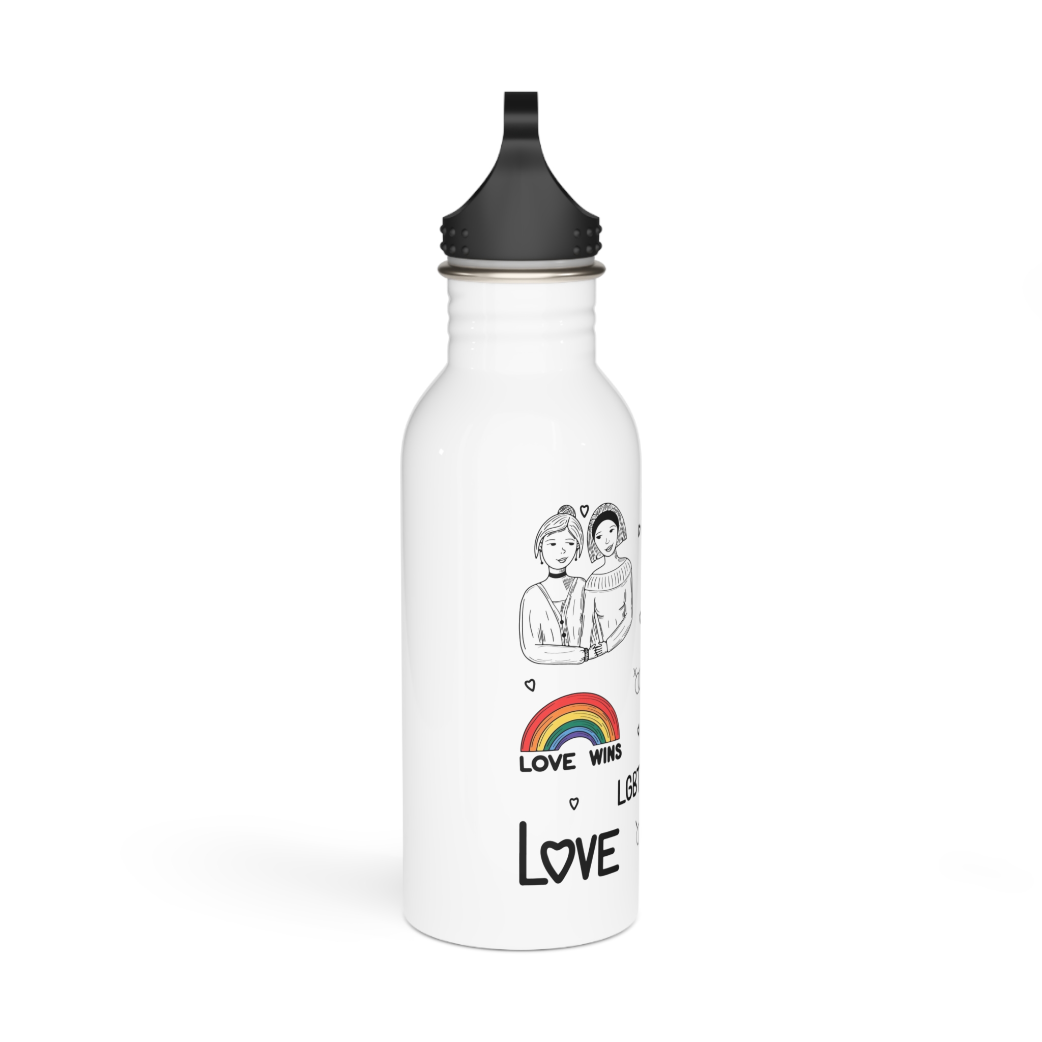 Engraving Hand Drawn Set Lgbt Elements Pride Collection Stainless Steel Water Bottle - Image 2