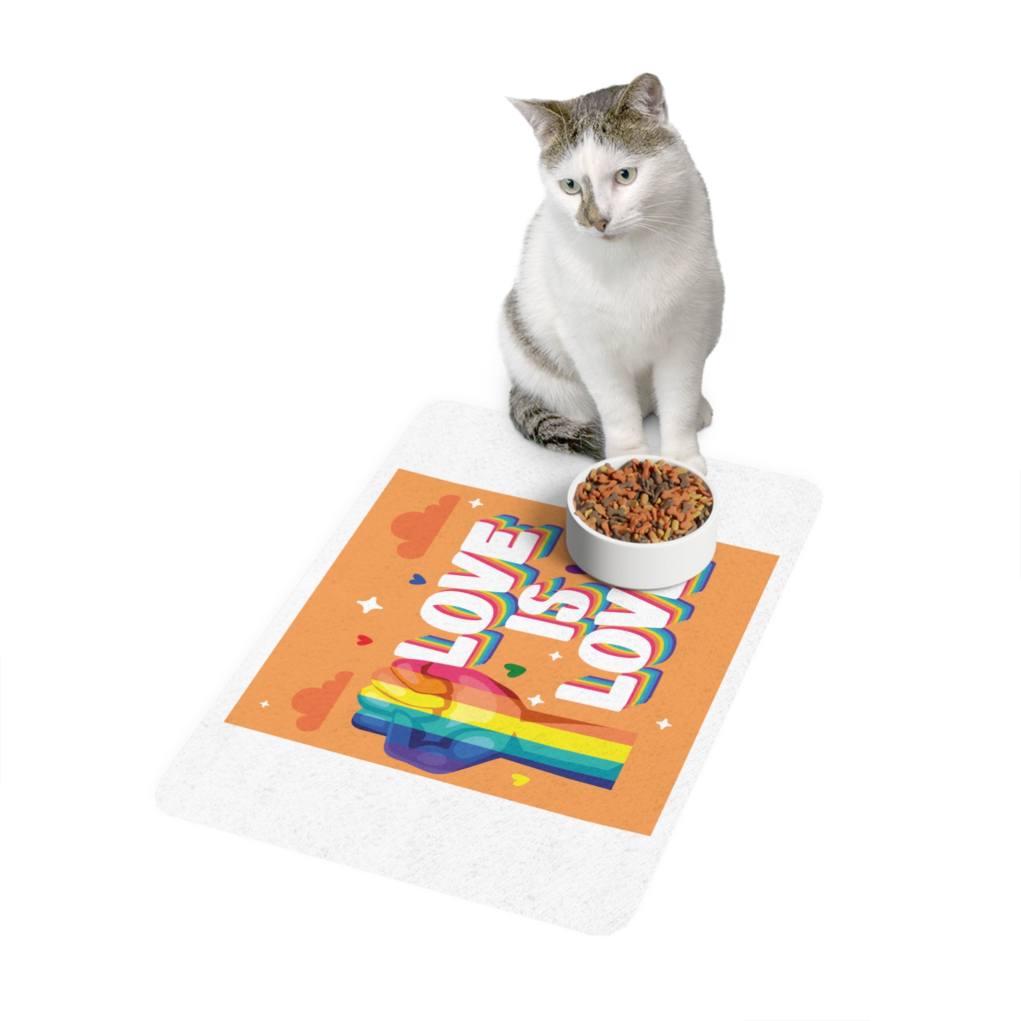 Love Is Love Lettering With Fist Pet Food Mat 12x18 - Image 3
