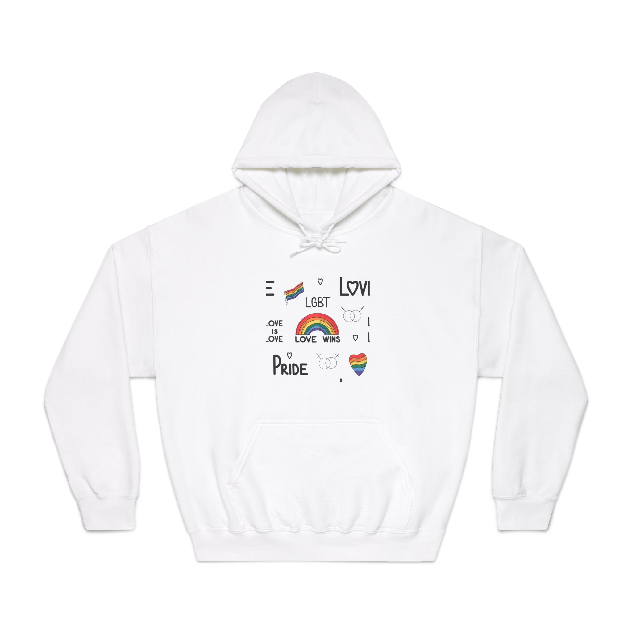Lgbtq Pride Seamless Illustration Rainbow Hearts Love Symbols Unisex Dryblend Hooded Sweatshirt