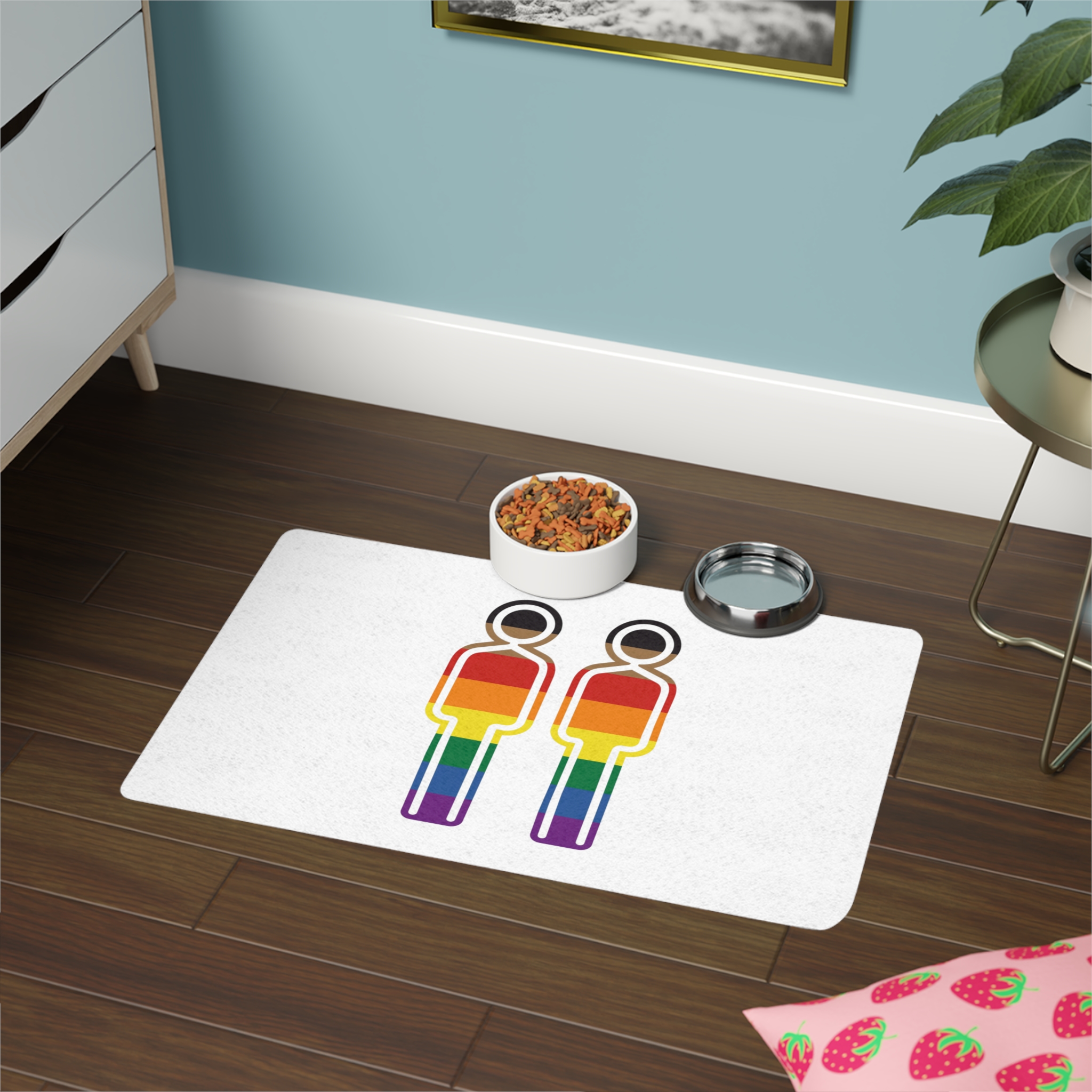 Gay Couple Pride Flag Icon Symbol Vector Illustration Pet Food Mat 12x18 - Image 4
