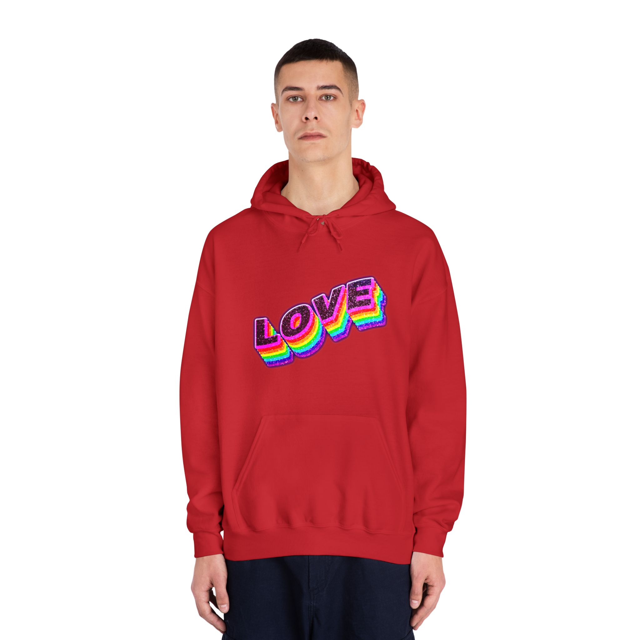 Love Png Word Rainbow Typography Unisex Dryblend Hooded Sweatshirt - Image 35