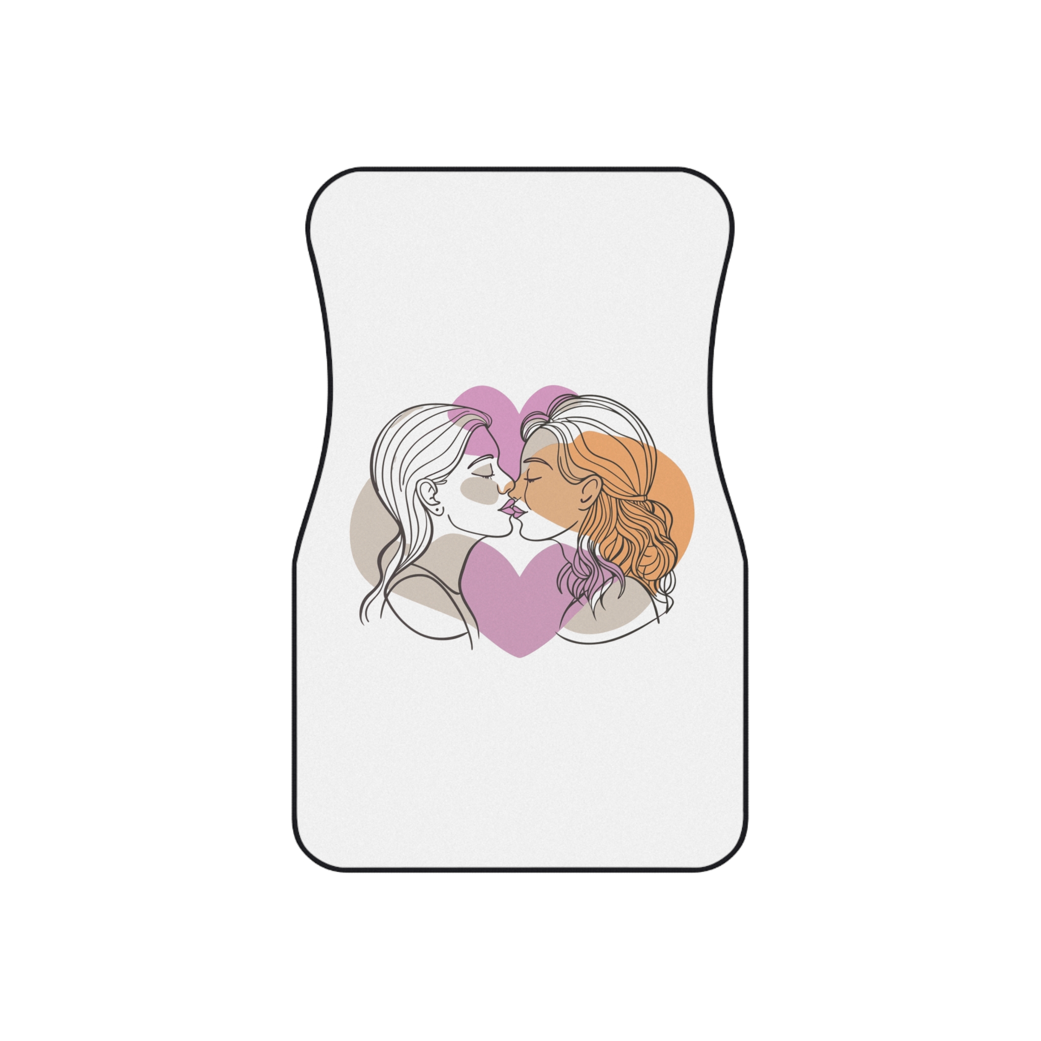Two Women Are Kissing Front Heart With Pink Background Car Mats Set Of 4 - Image 2