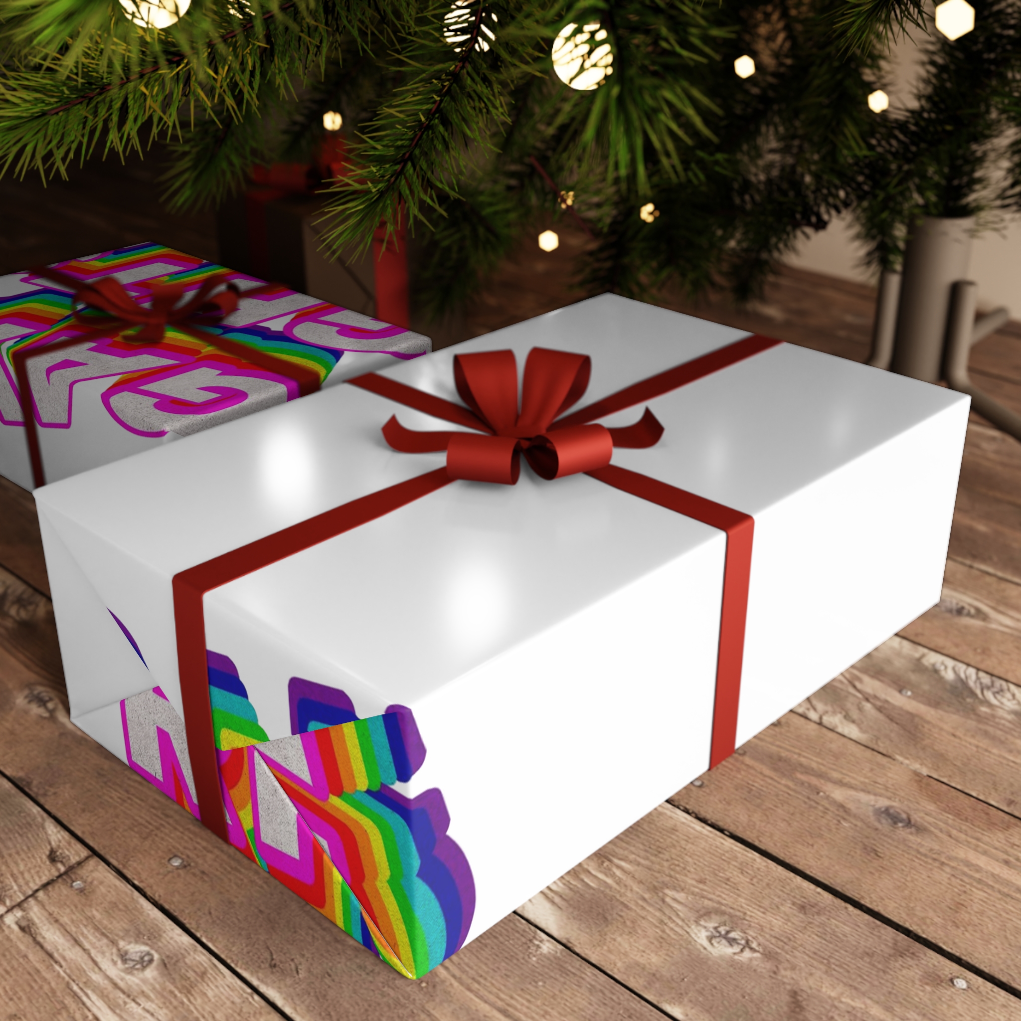 Rainbow Word Gay Rights Typography Design Element Gift Wrapping Paper Sheets 1pc - Image 3