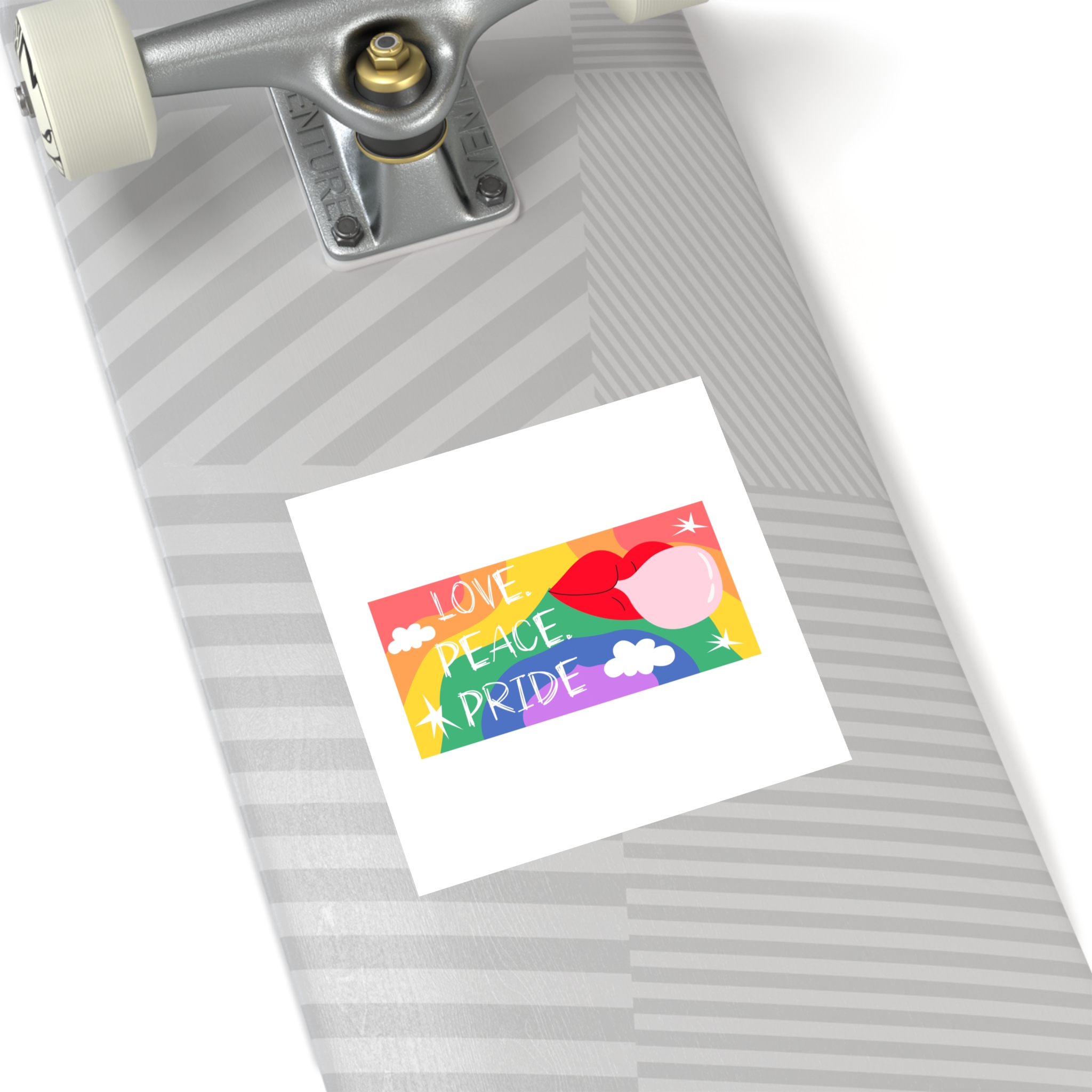 Lgbt Festive Cartoon Groovy Banner Retro 90s Style Love Freedom Concept Laminate Stickers Square - Image 36