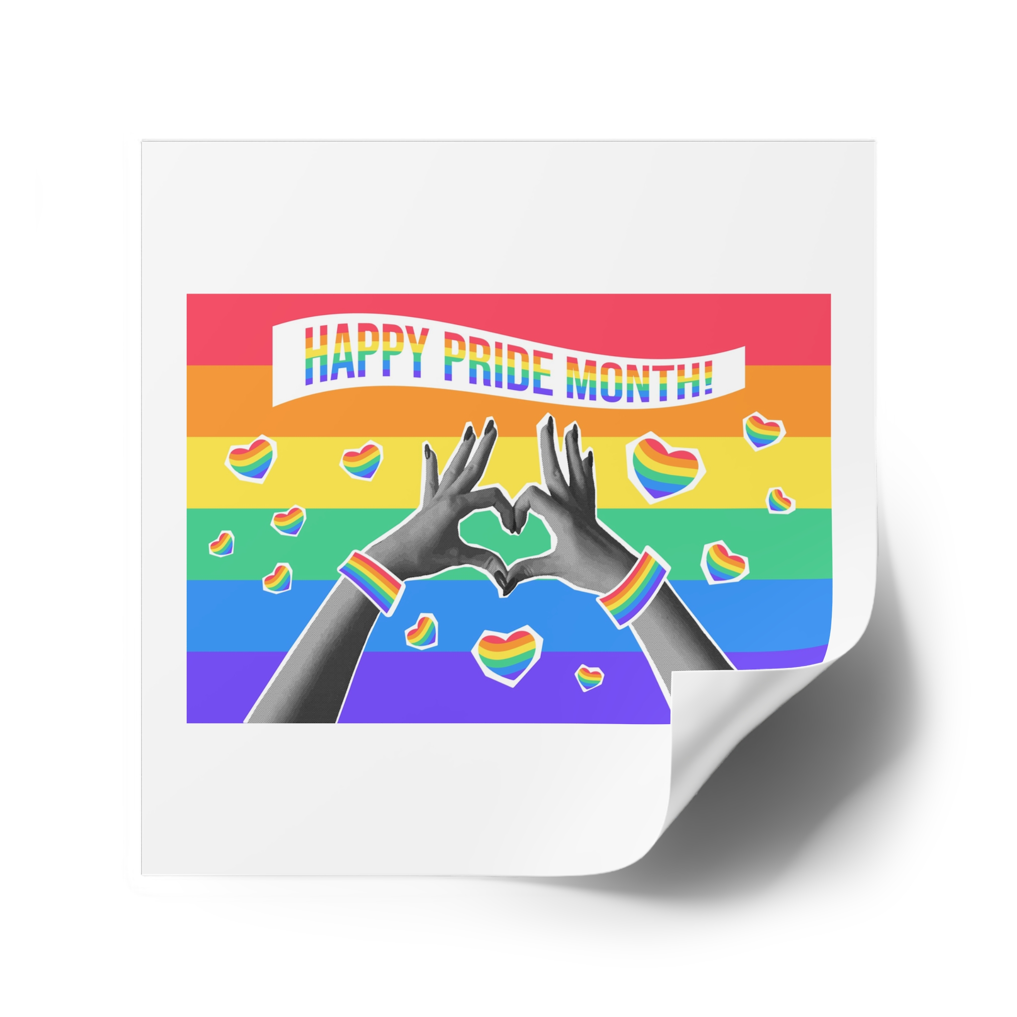 Lgbtq Pride Month Card Y2k Style Trendy Retro Collage Halftone Hands Laminate Stickers Square - Image 46