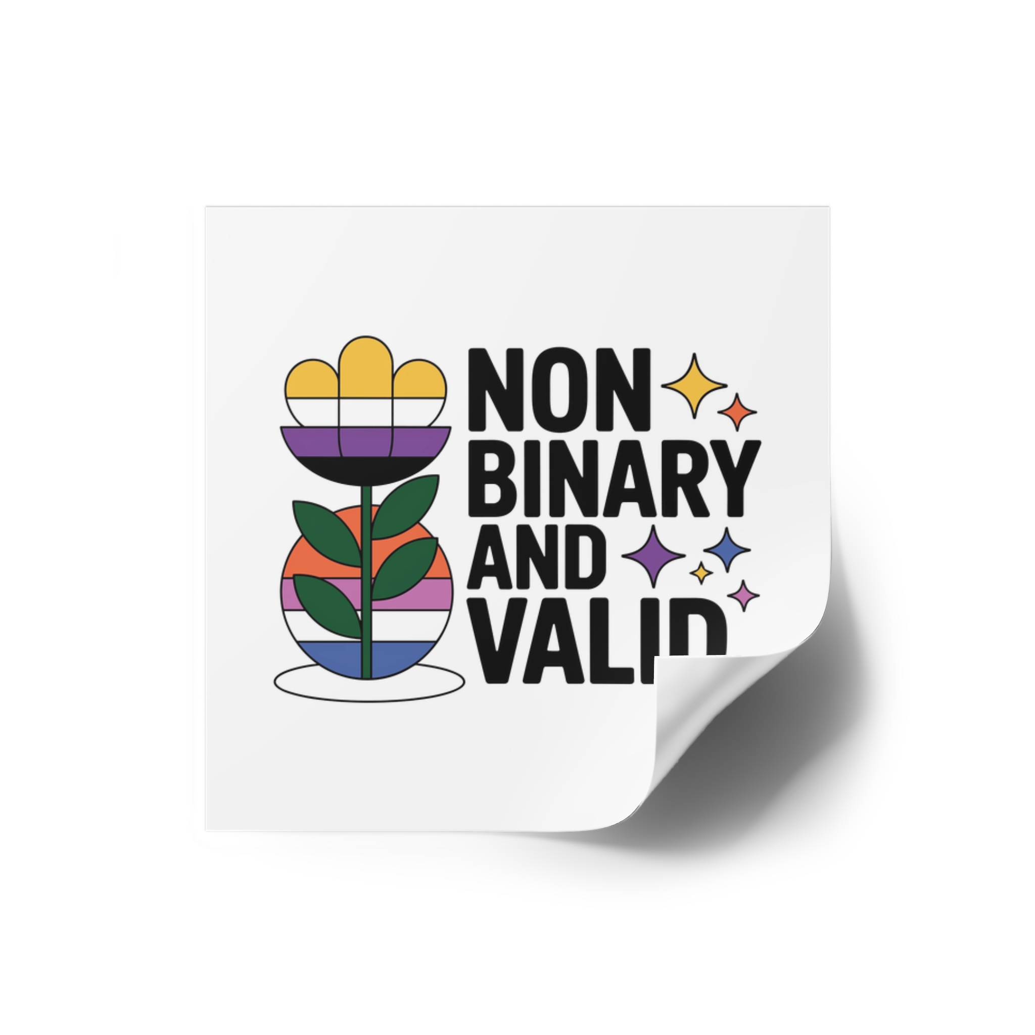 Non Binary Valid T Shirt Design Isolated White Background Laminate Stickers Square - Image 66