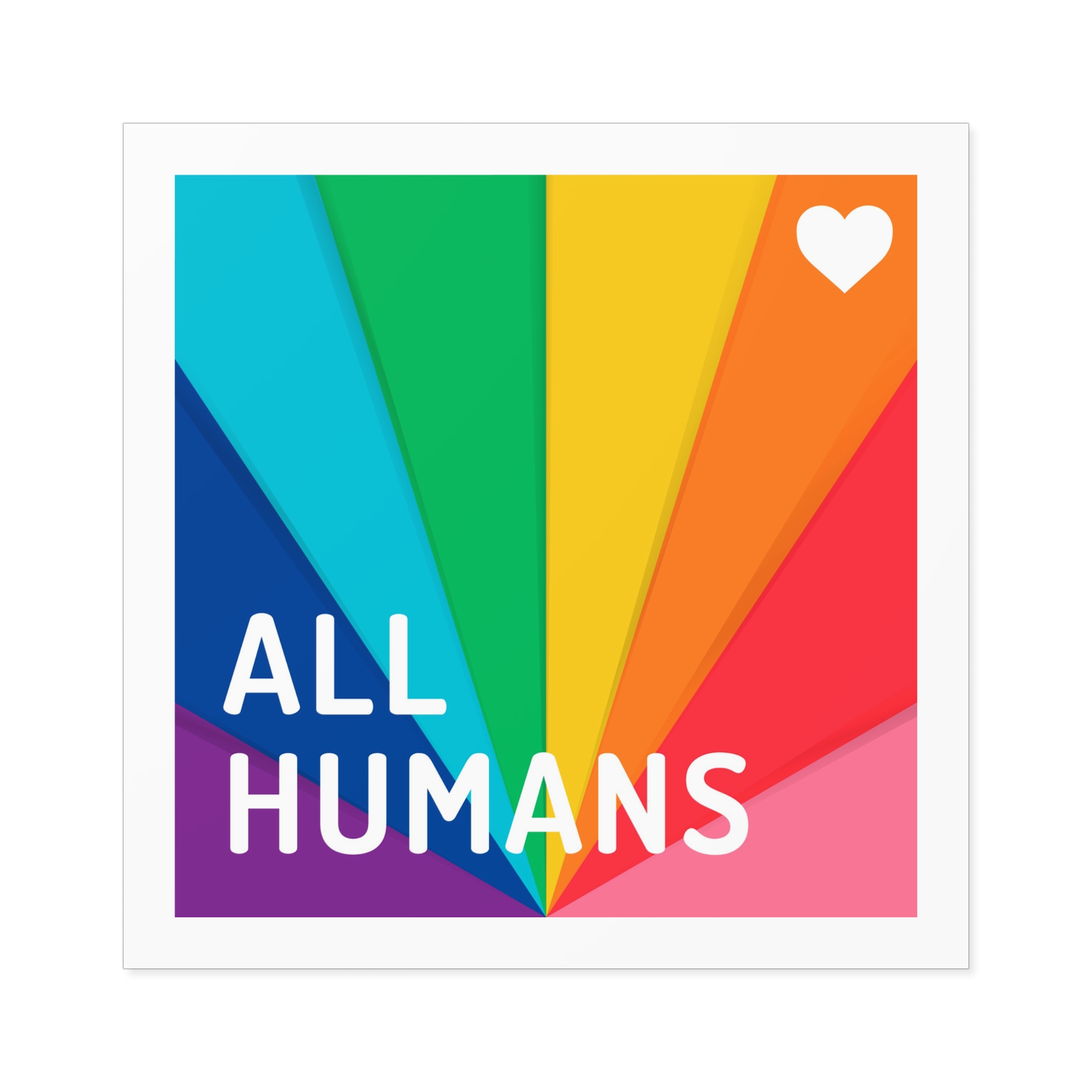 Rainbow Colored Background With All Humans Concept Pride Month Laminate Stickers Square - Image 33