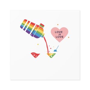 Rainbow Cocktail Shaker Pouring Drink With Heart Love Is Love Illustration Vector Laminate Stickers Square