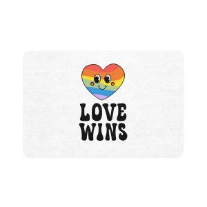 Vector Lgbt Groovy Love Wins Lettering Heart Pet Food Mat 12x18