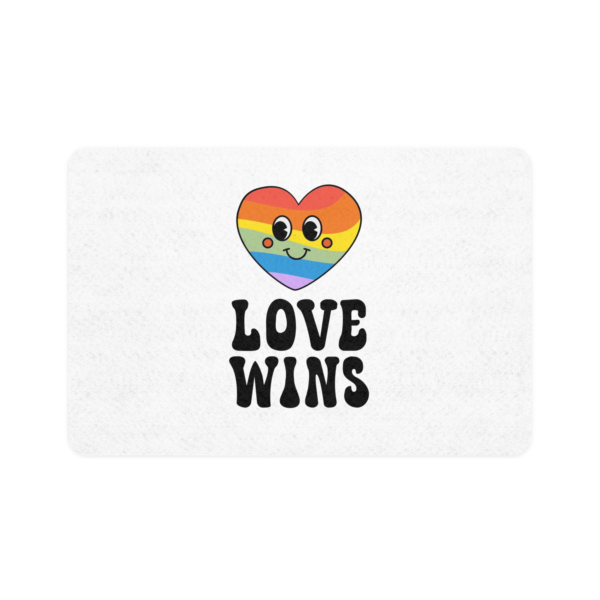 Vector Lgbt Groovy Love Wins Lettering Heart Pet Food Mat 12x18