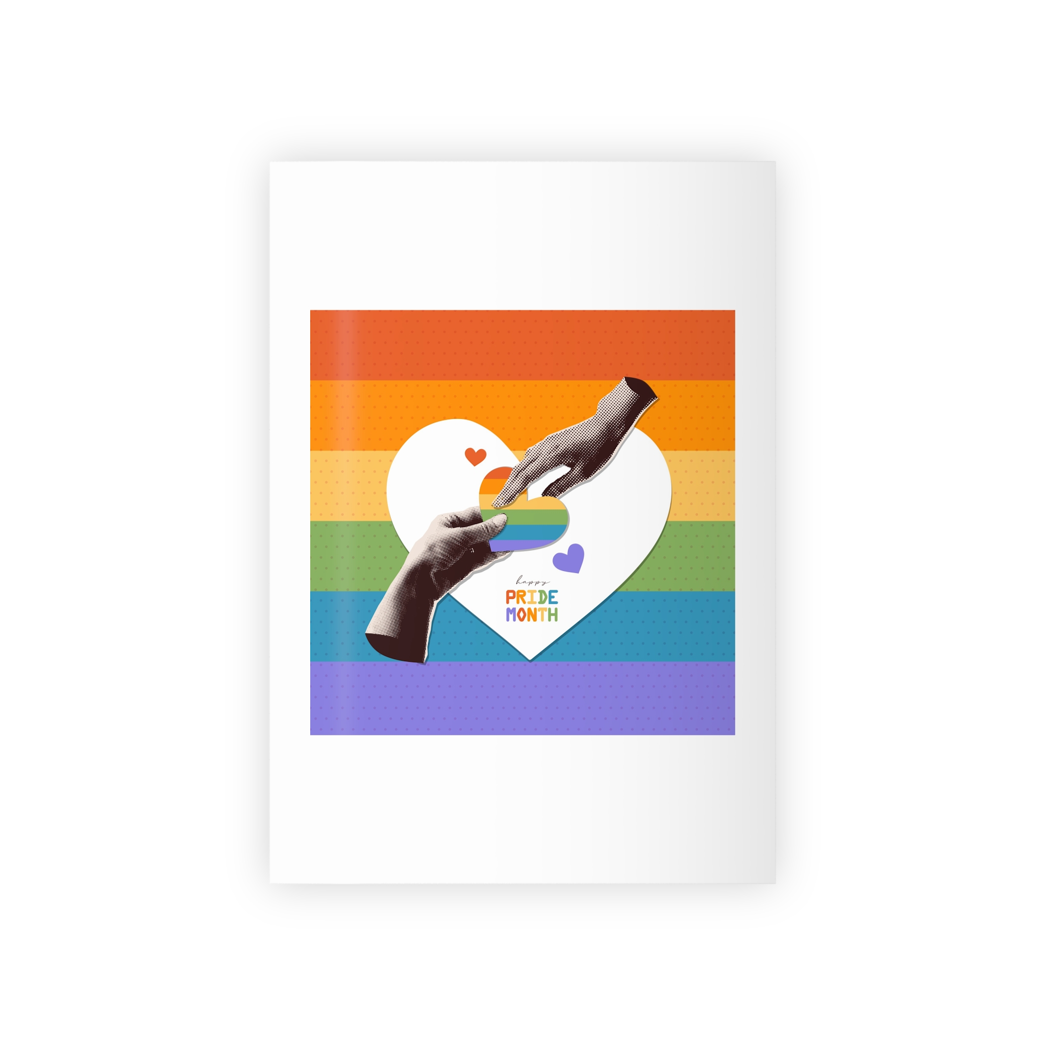 Retro Nostalgic Banner Pride Month Halftone Hands Holding Striped Heart Vintage Collage With Gift Wrapping Paper Rolls 1pc