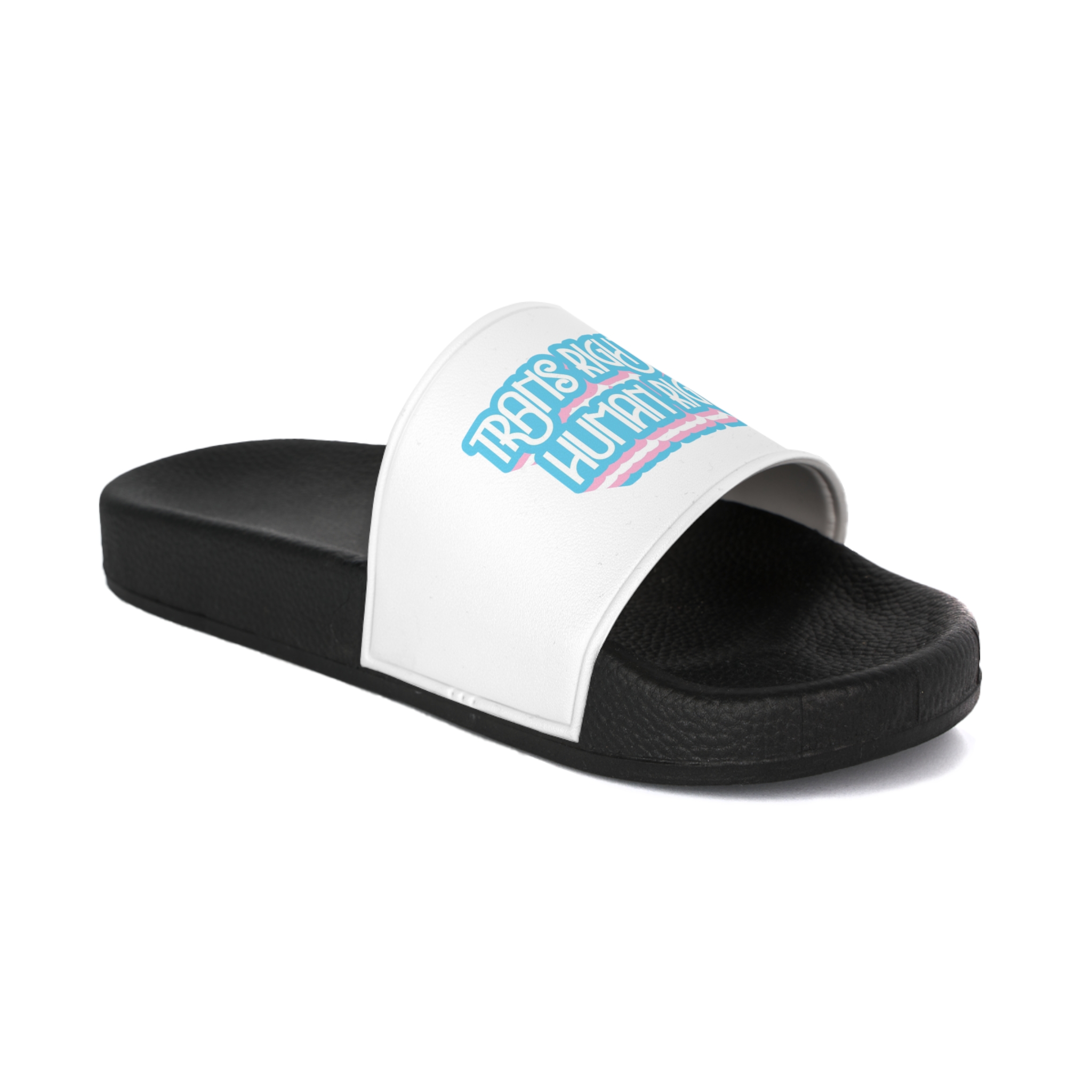 Pride Day Lettering With Human Rights Mens Slide Sandals - Image 2