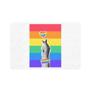 Lgbtq Trendy Retro Collage Halftone Hands Pet Food Mat 12x18