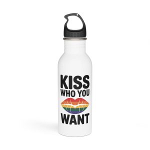 Kiss Who You Want T Shirt Design Isolated White Background 2 Stainless Steel Water Bottle