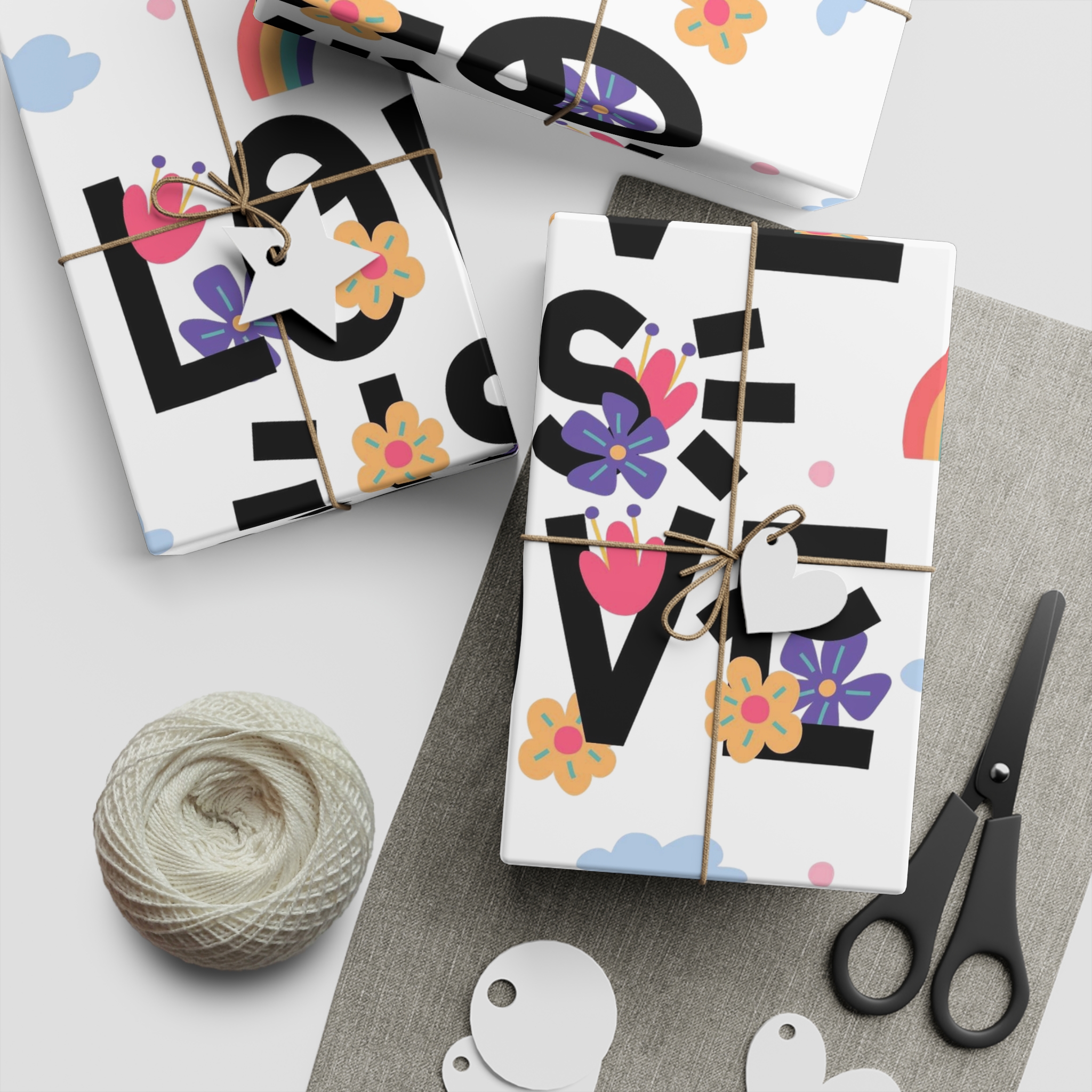 Pride Day Lettering With Rainbows Flowers Gift Wrapping Paper Sheets 1pc - Image 2