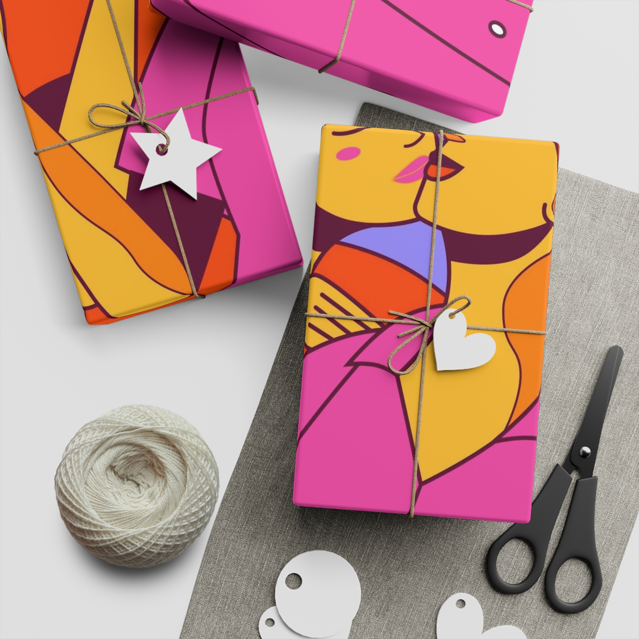 Cartoon Lesbian Kiss Illustration Gift Wrapping Paper Sheets 1pc - Image 5