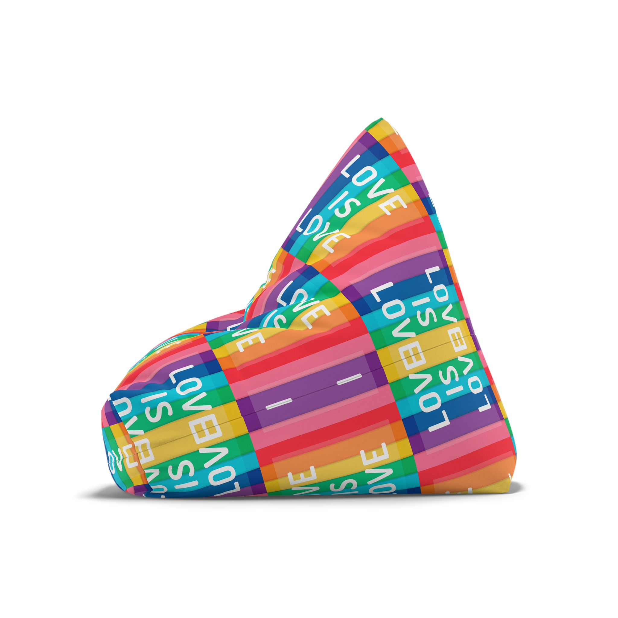 Rainbow Colored Background With Love Is Love Concept Pride Month Bean Bag Chair Cover - Image 8