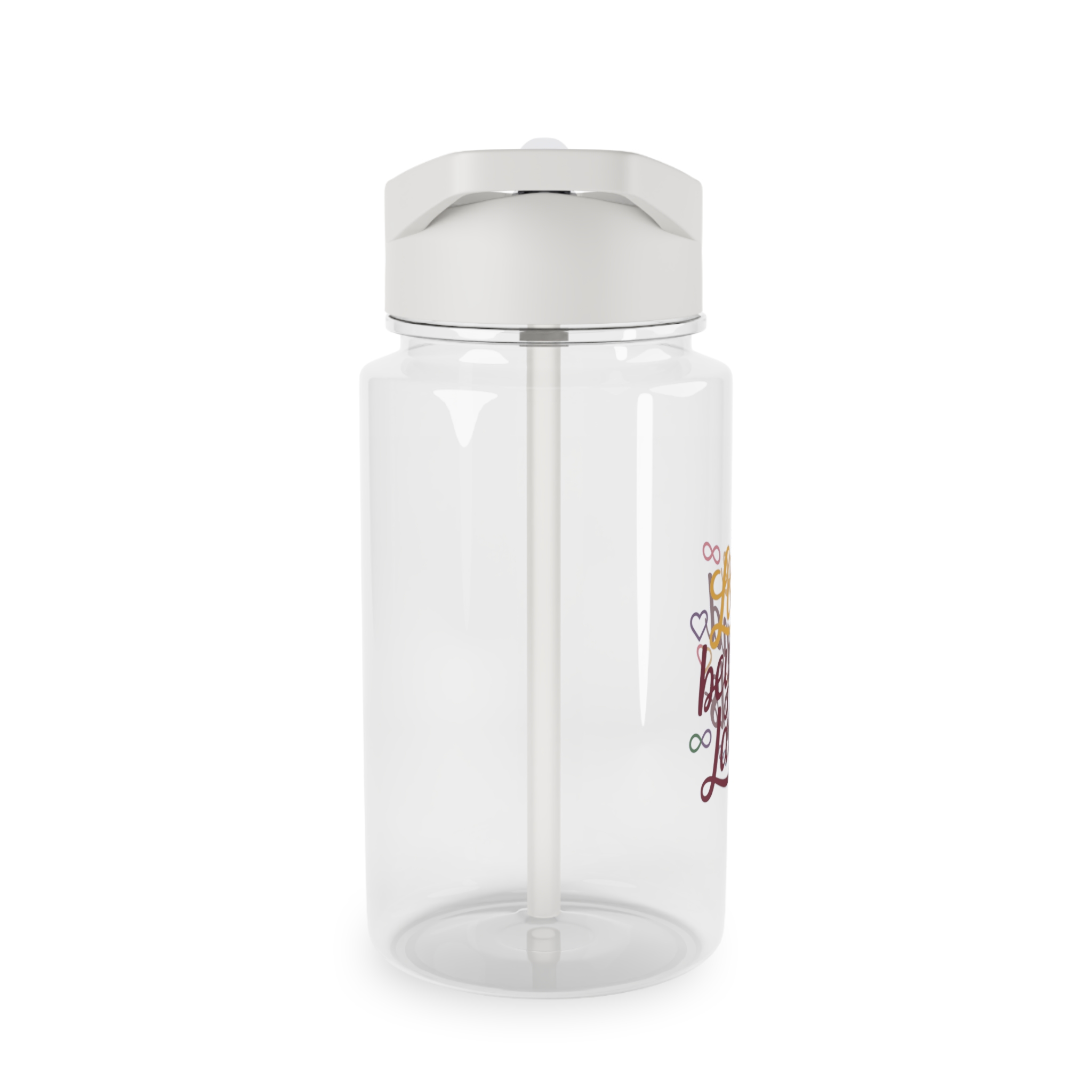 Love Beyond Labels T Shirt Design Isolated White Background Tritan Water Bottle - Image 4