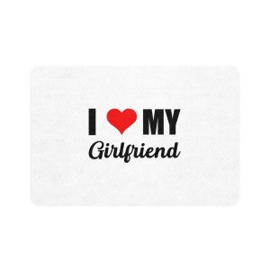 I Love My Girlfriend Valentine T Shirt Design Pet Food Mat 12x18