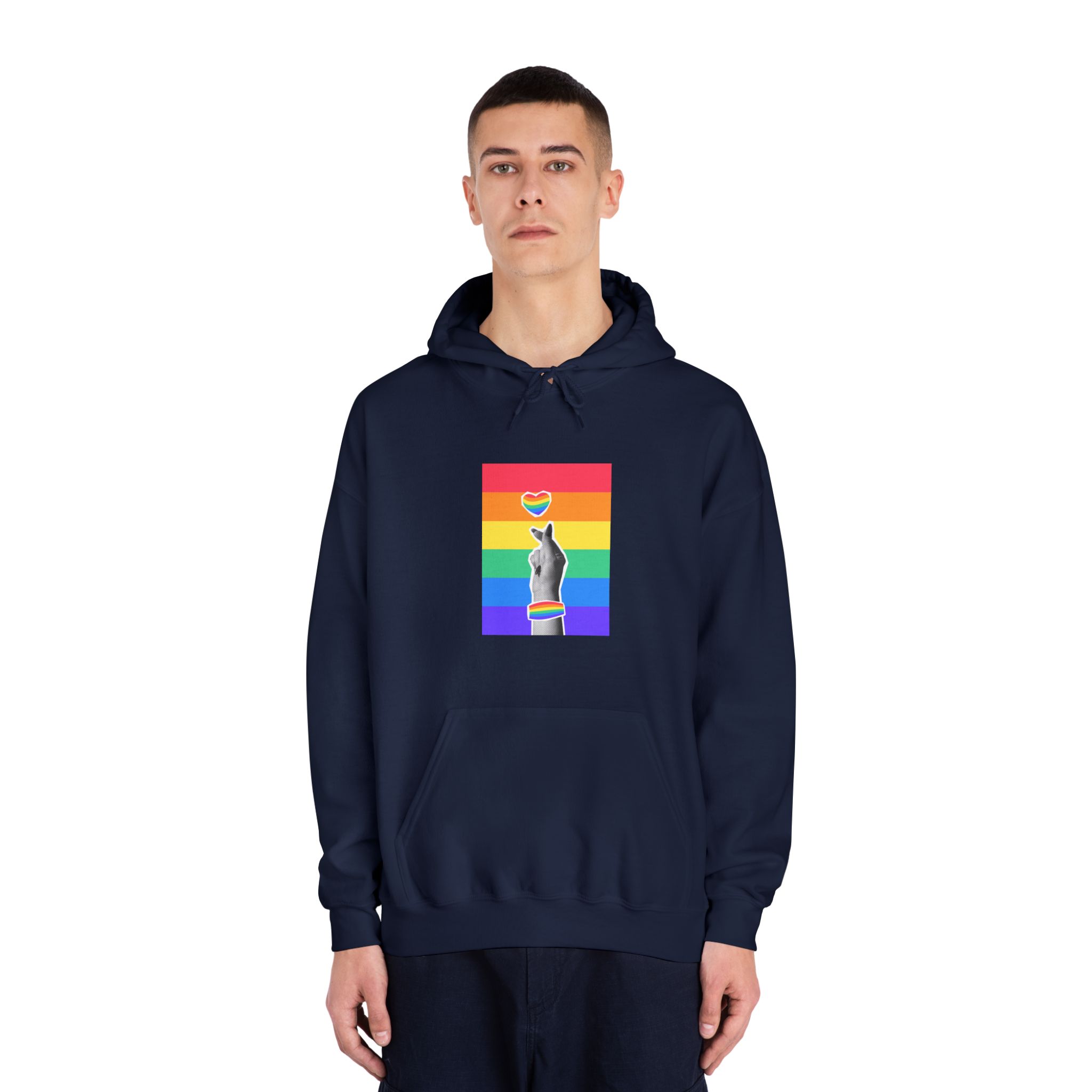 Lgbtq Trendy Retro Collage Halftone Hands Unisex Dryblend Hooded Sweatshirt - Image 31