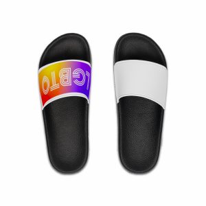 Lgbtq Typography With Rainbow Gradient Background Colorful Vibrant Pride Concept Poster Banner Mens Slide Sandals