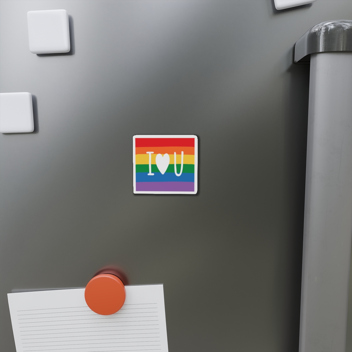 Vibrant Rainbow Flag With I Love You Heart Message Die Cut Magnets - Image 2