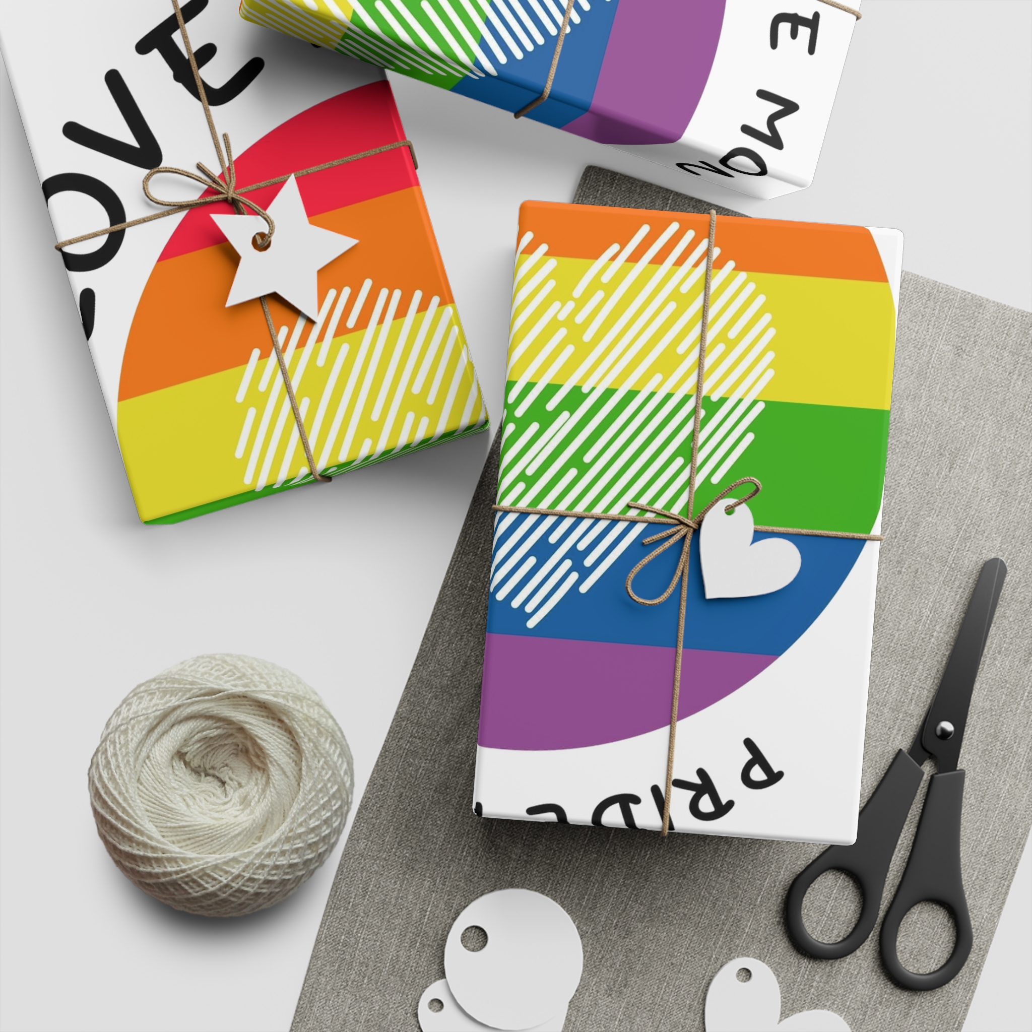 Lgbt Pride Month Love Is Love Lgbtq Symbol With Lgbt Pride Round Rainbow Flag With Heart Gay Pride Gift Wrapping Paper Sheets 1pc - Image 2