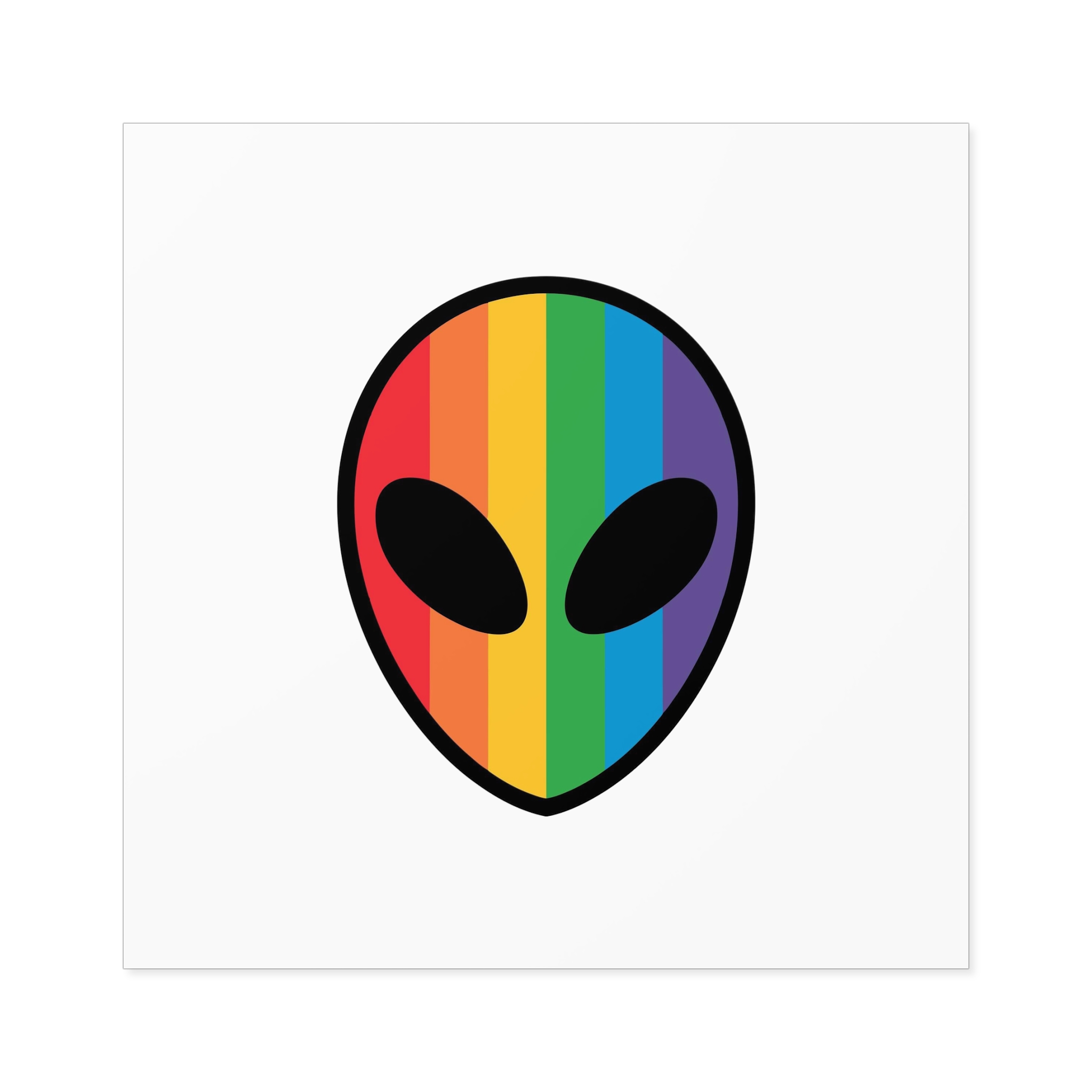 Rainbow Alien Head Lgbt Pride Illustration Laminate Stickers Square - Image 49