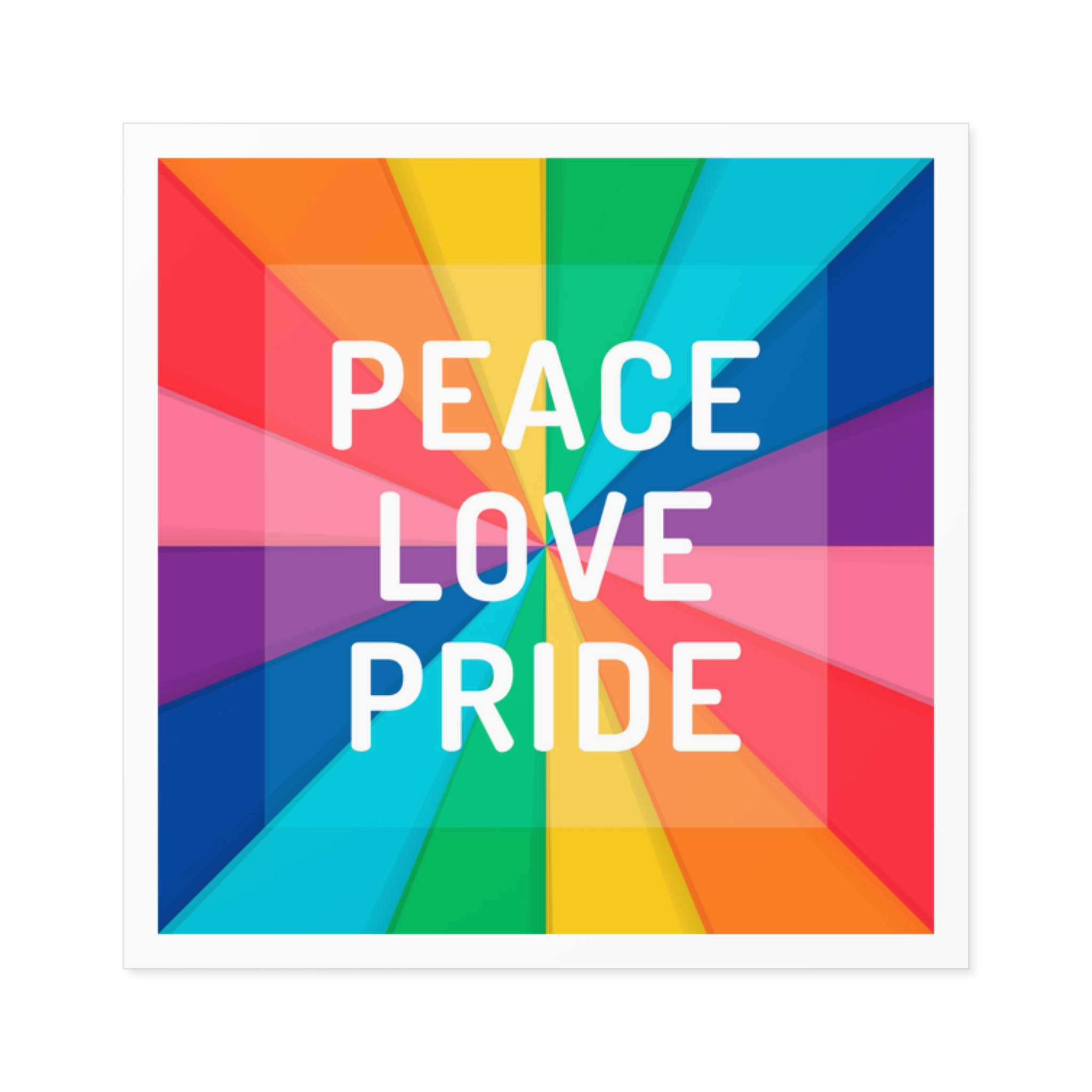 Rainbow Colored Background With Peace Love Pride Concept Pride Month Laminate Stickers Square - Image 9