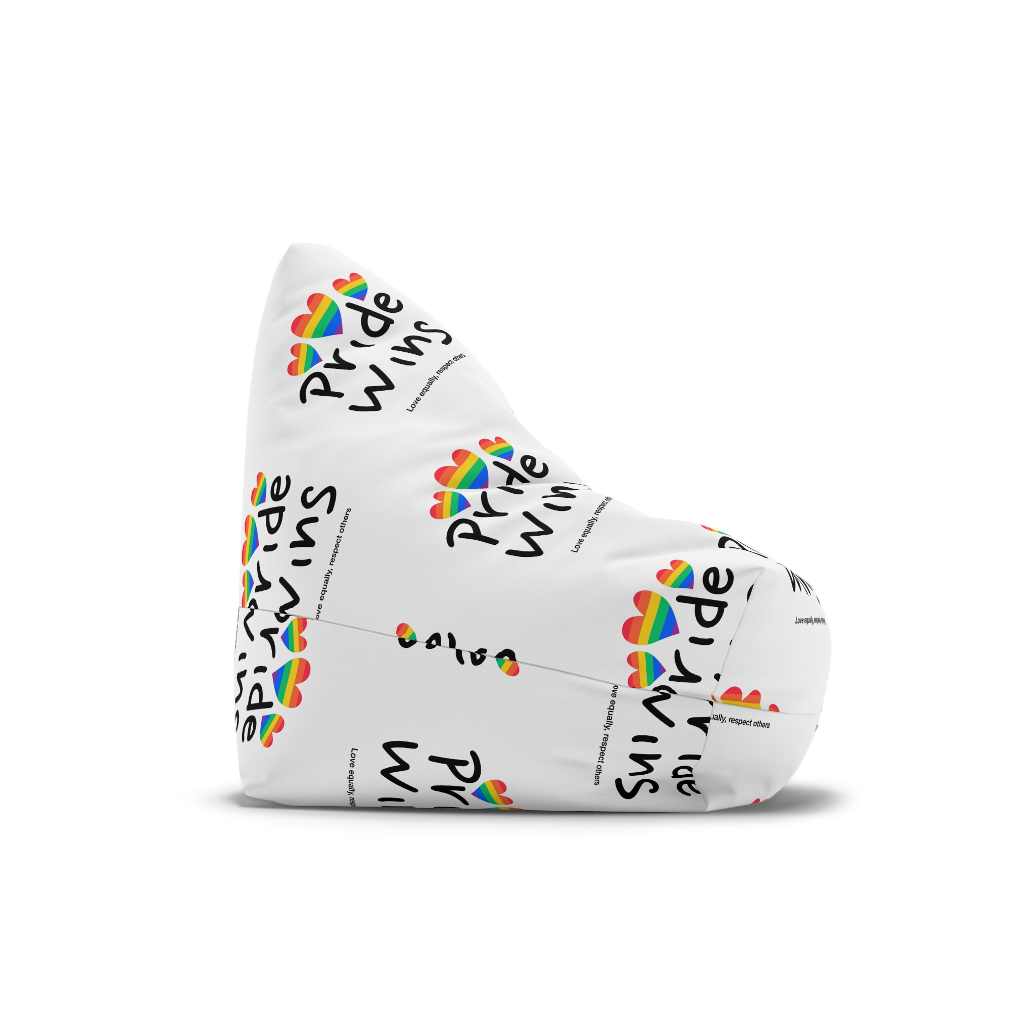 Love Letter Pride Rainbow Lettering Text Writing Pattern Freedom Love Heart Homo Colors Flag Parade (1) Bean Bag Chair Cover - Image 3