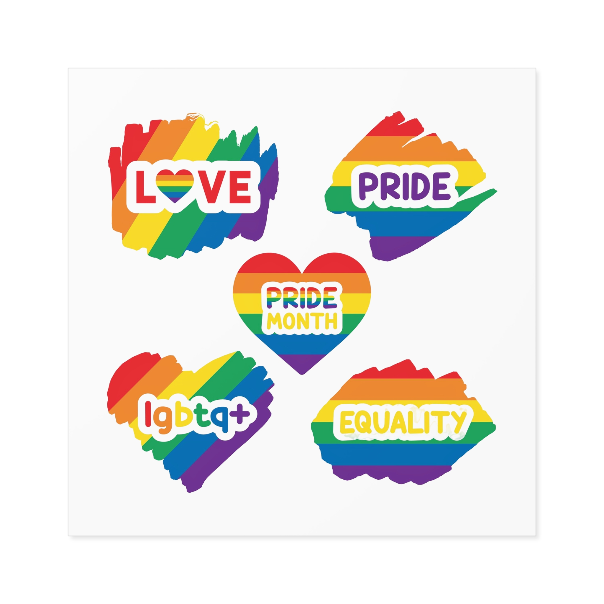 Pride Month Stickers Rainbow Lgbtq Flag Love Equality Laminate Stickers Square - Image 61