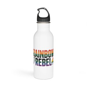 Rainbow Rebel T Shirt Design Isolated White Background Stainless Steel Water Bottle