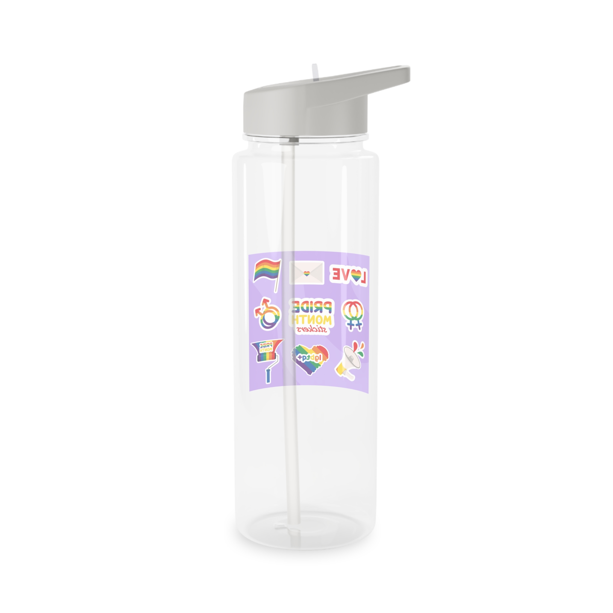 Pride Month Stickers Lgbtq Rainbow Flag Cute Flat Illustrations Tritan Water Bottle - Image 6