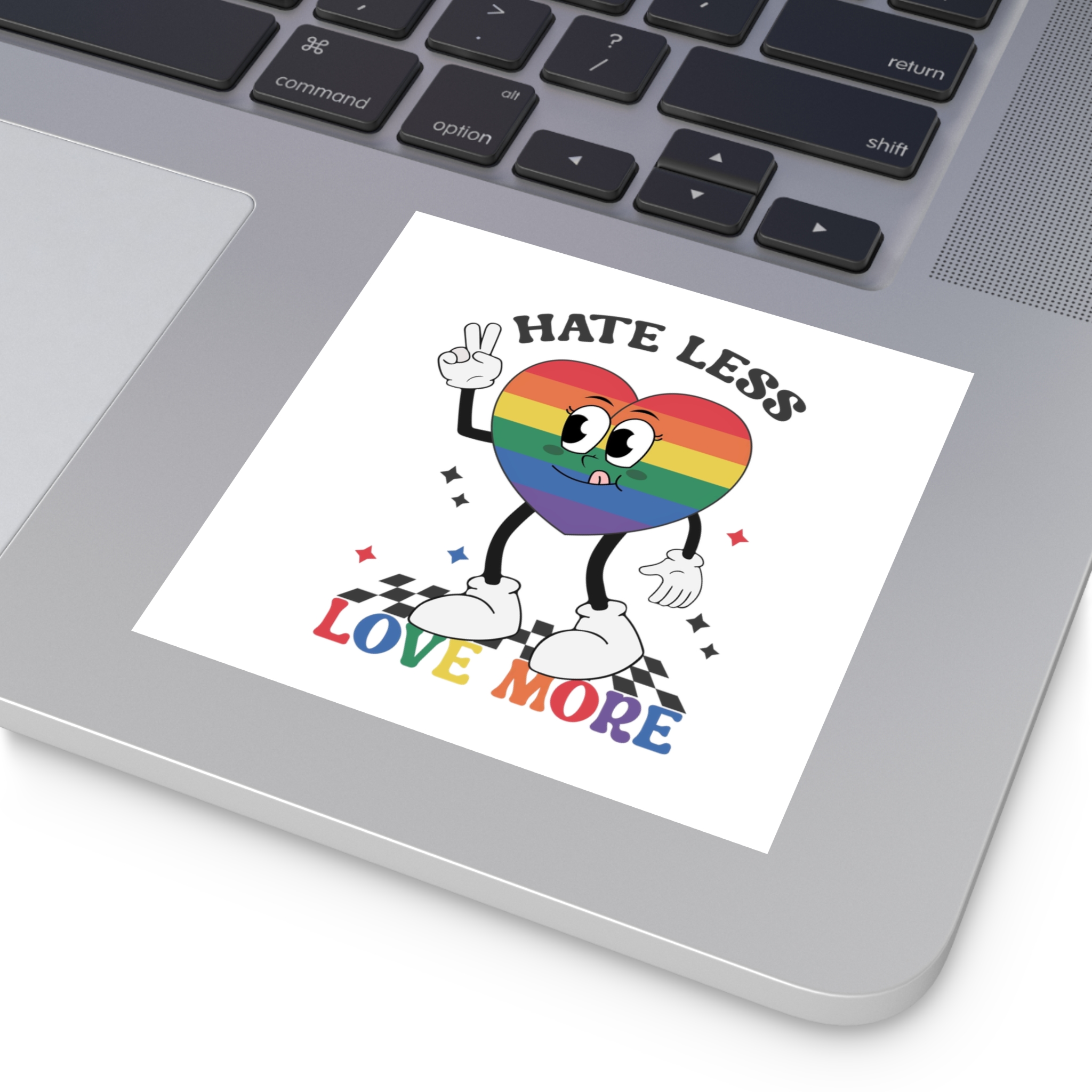Heart With Words Hate Less Love More It Laminate Stickers Square - Image 19