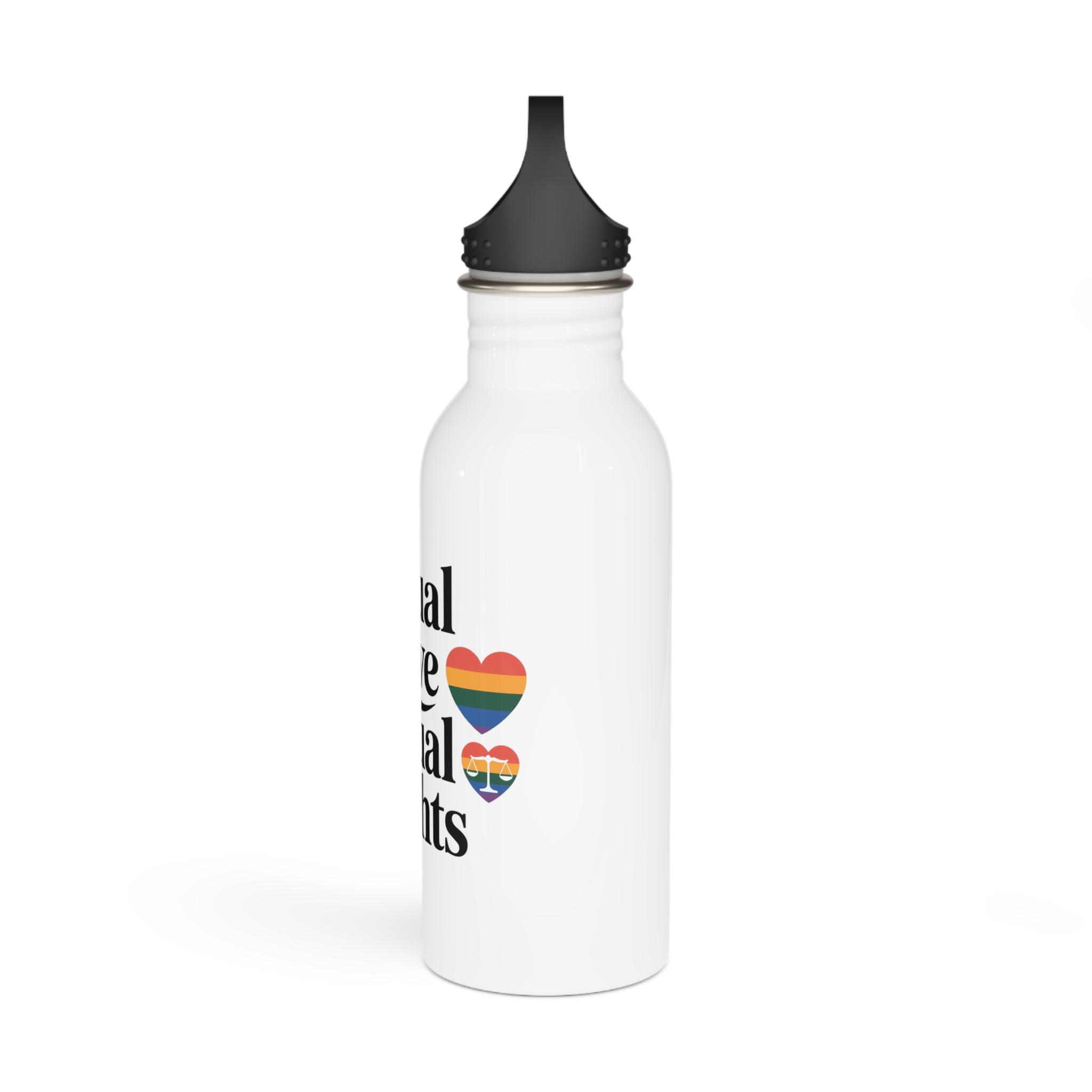 Equal Love Equal Rights T Shirt Design Isolated White Background Stainless Steel Water Bottle - Image 4