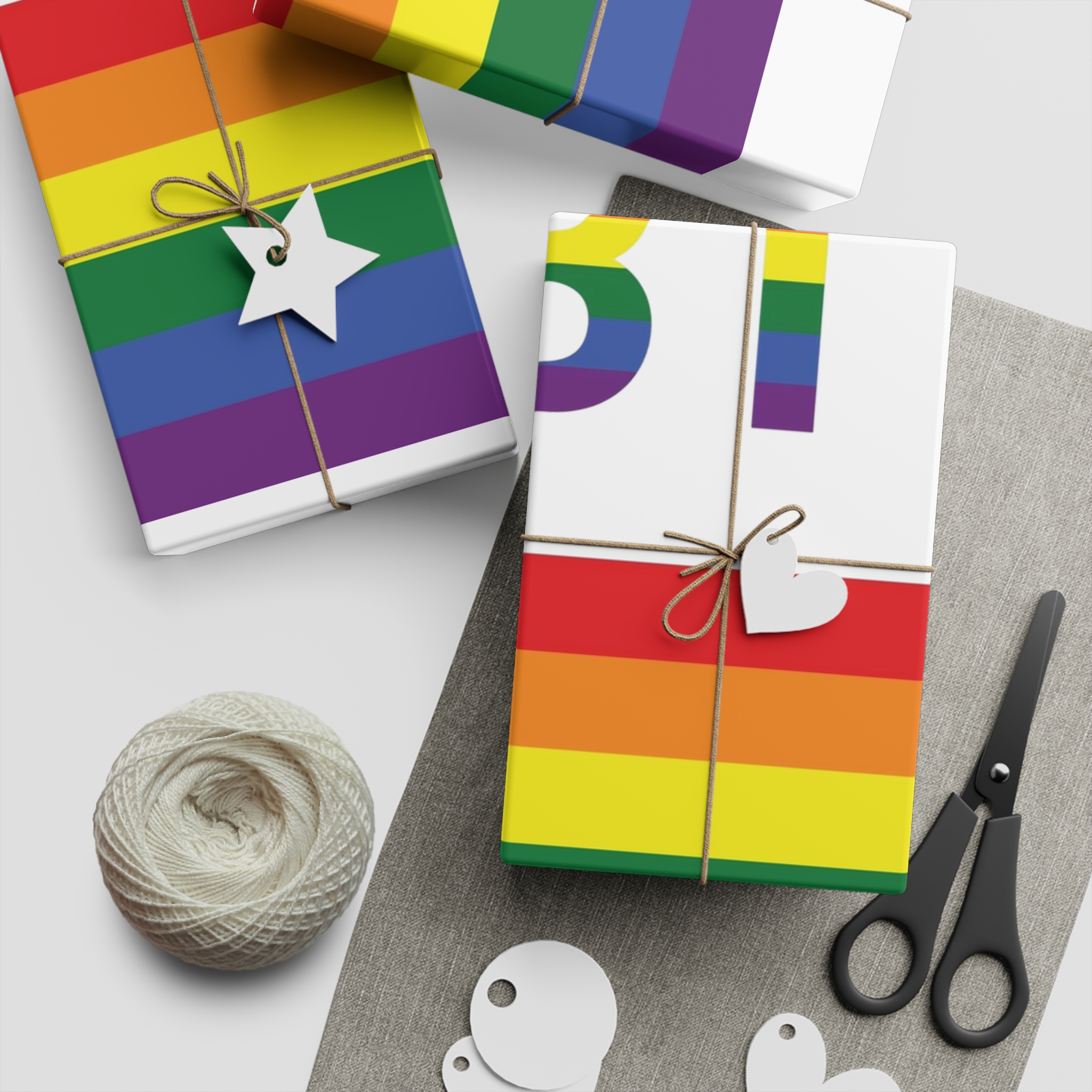 Lgbt Word Text Letter With Heart Rainbow Color Flag Isolated White Background Vector Illustration Gift Wrapping Paper Sheets 1pc - Image 5