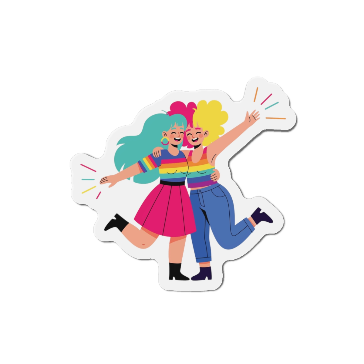 Two Happy Women Celebrating With Pride Flag Colors Die Cut Magnets - Image 4