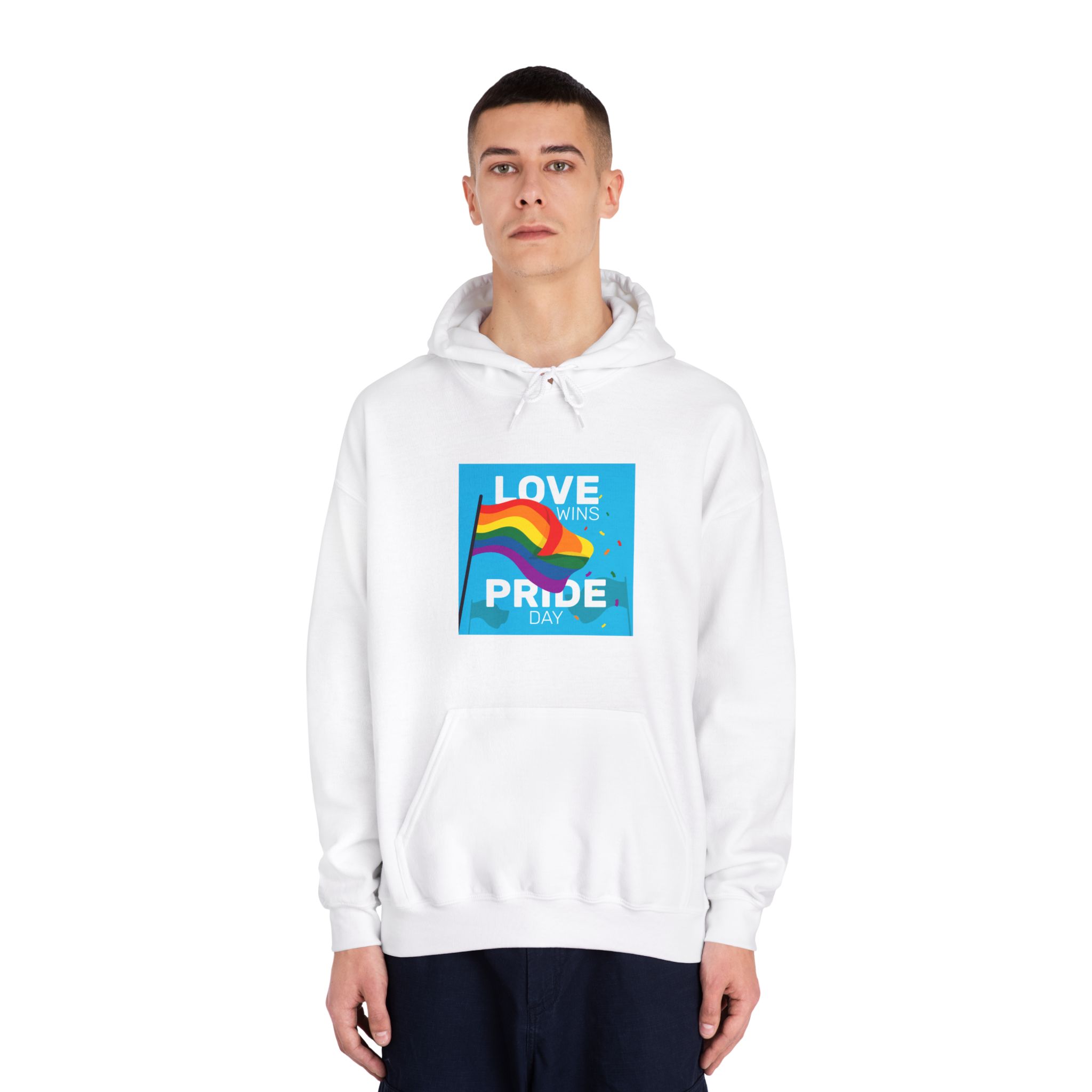 Pride Day Event With Rainbow Flag Unisex Dryblend Hooded Sweatshirt - Image 3