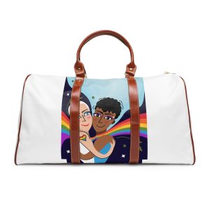 Interracial Lgbtq Men Romantic Relationships Cartoon Style Vector Card Waterproof Travel Bag