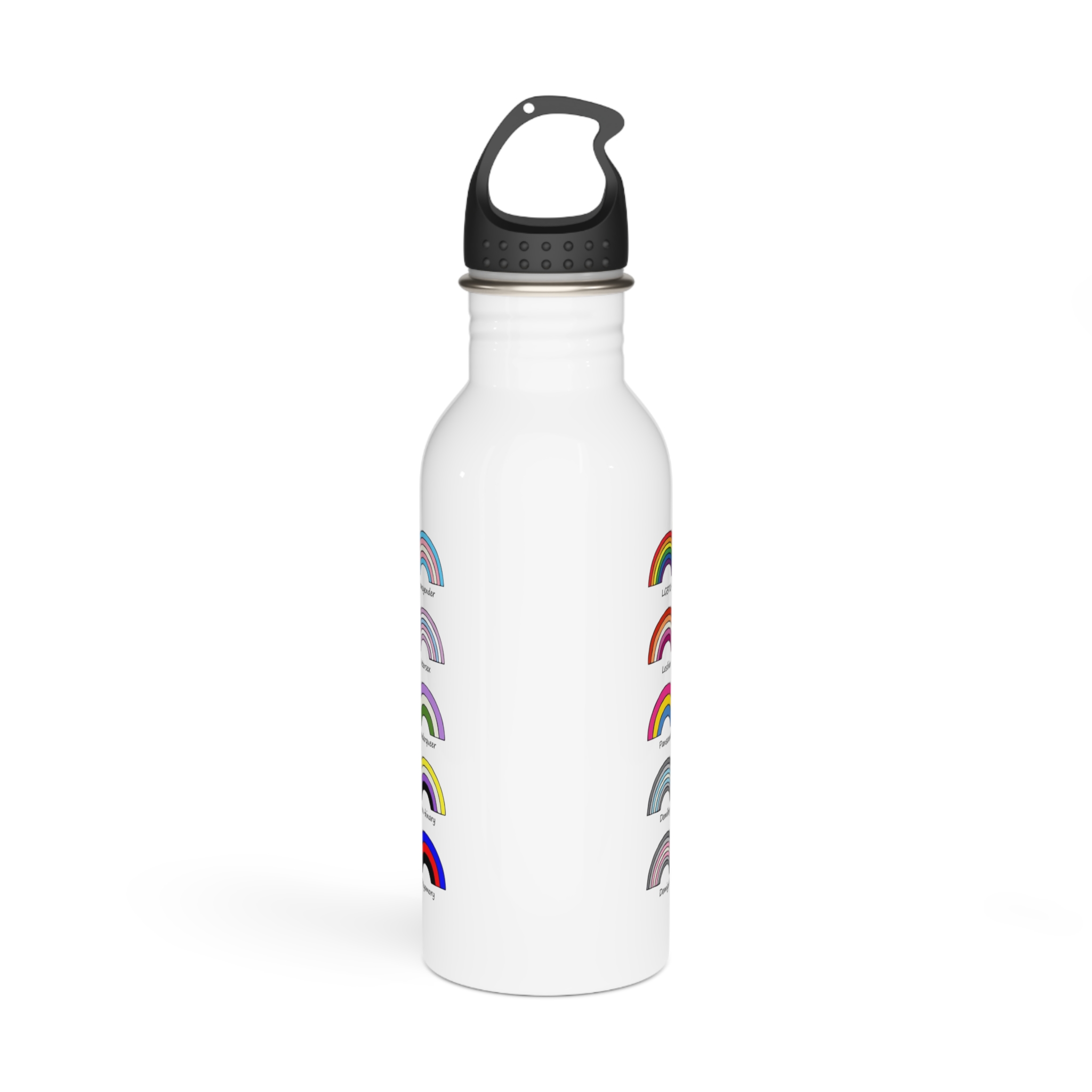 Set Colorful Lgbtq Pride Flag Rainbows Gender Equality Sexual Identity Pride Flags Collection Lgbtqia Community Pride Month Stainless Steel Water Bottle - Image 3